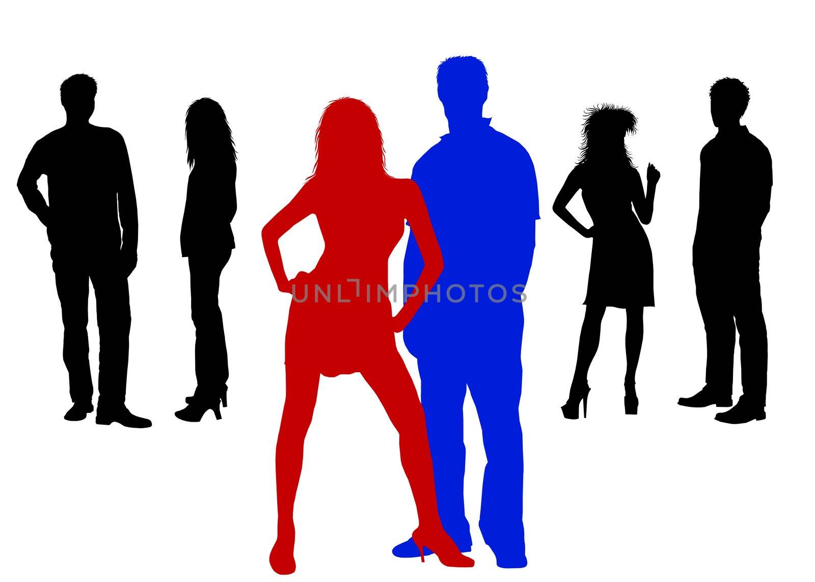 young couple in front of two other couples