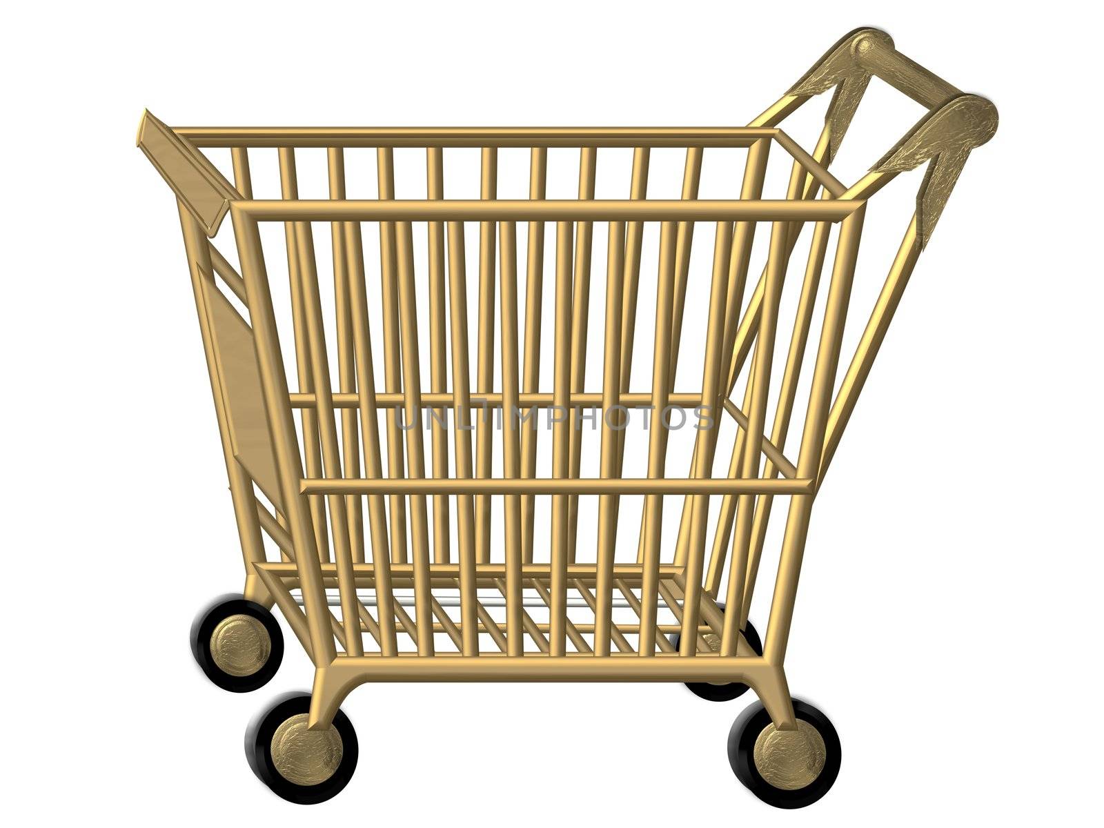 shopping cart in golden color