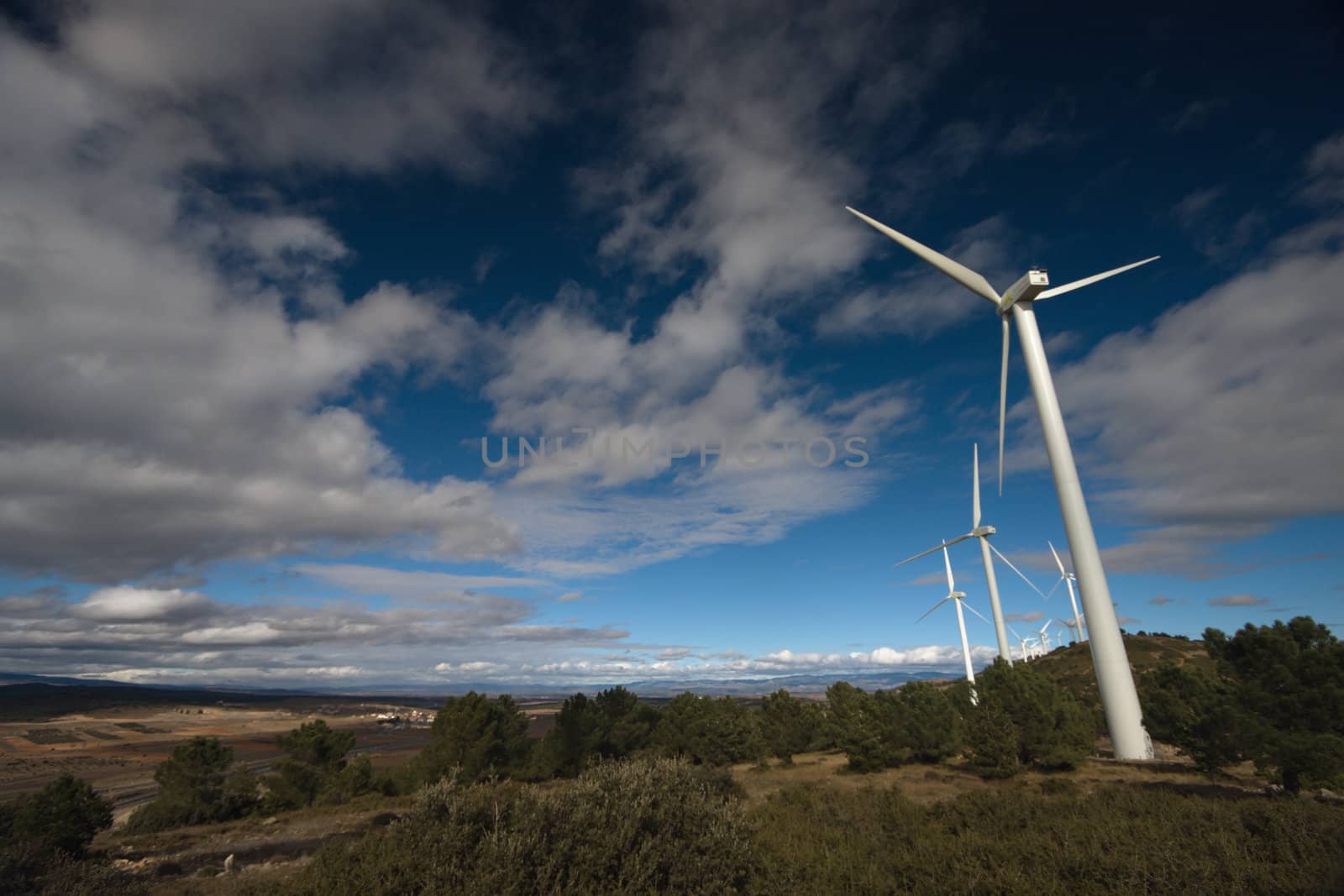 windmills under clouds sky in Spain. Canon 40D 10-22mm