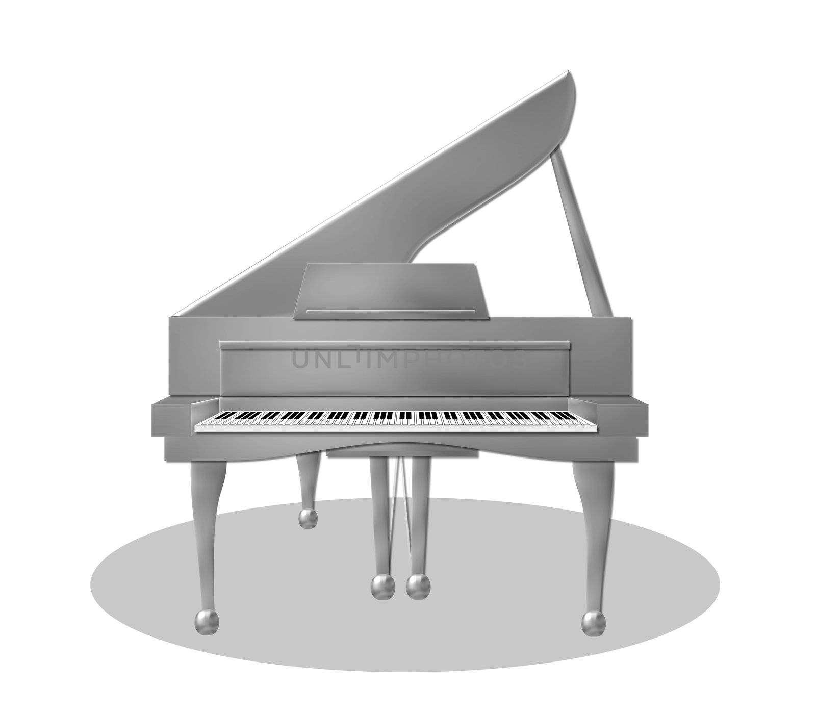 illustration of a silver piano by peromarketing