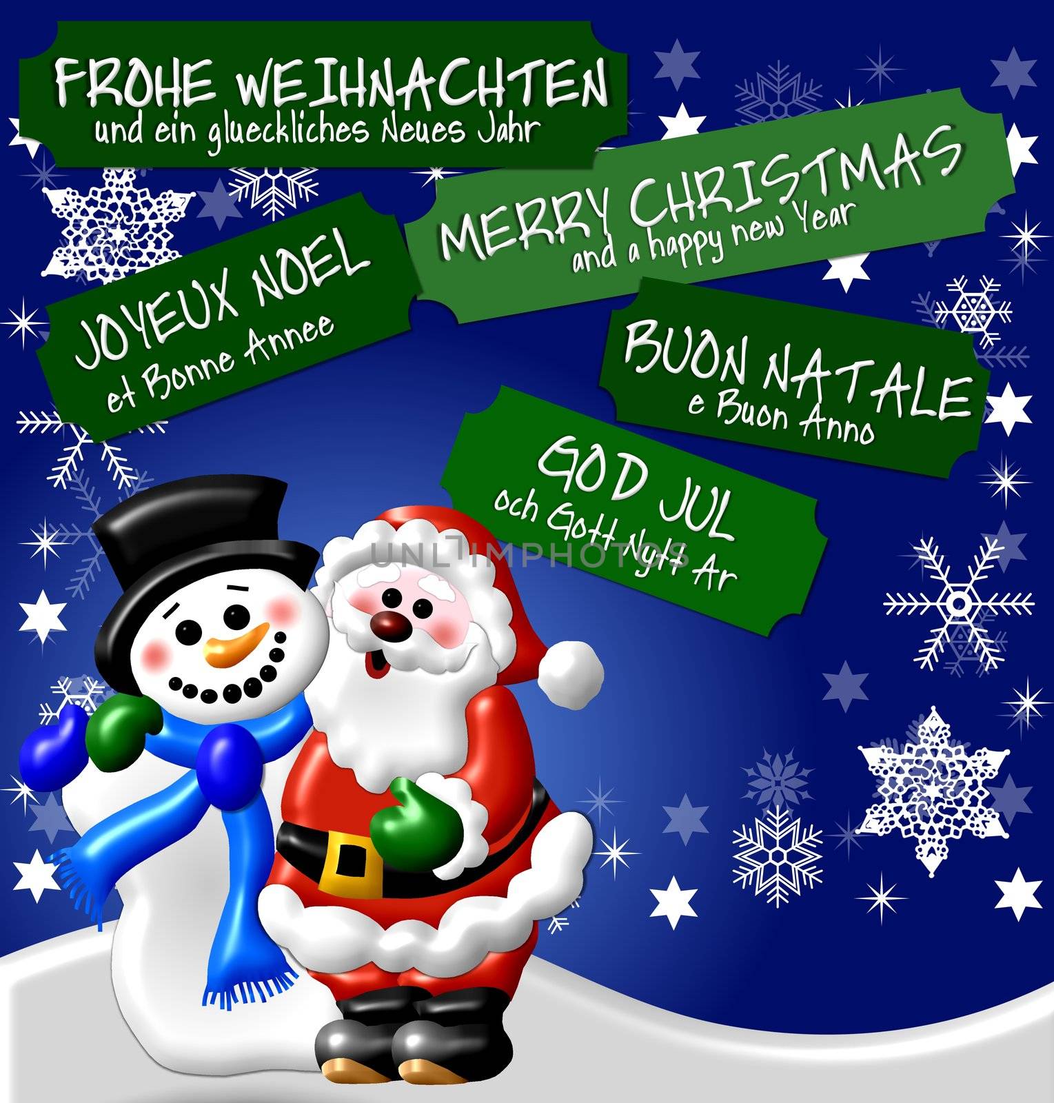 merry christmas in 5 languages by peromarketing