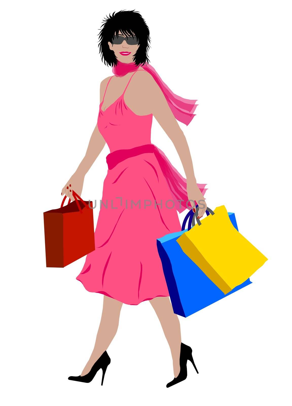 young woman with shopping bags by peromarketing