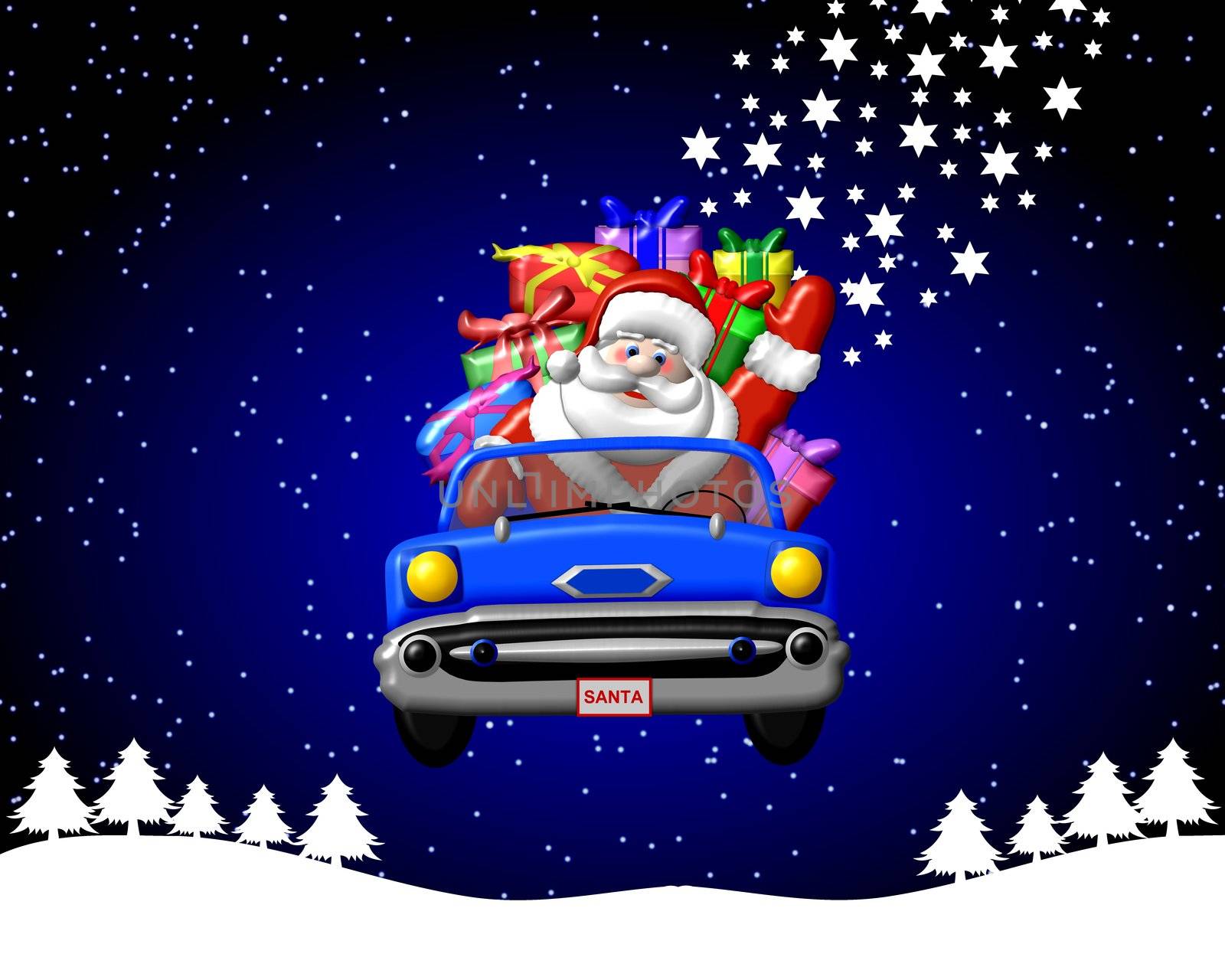 santa claus is coming - blue car by peromarketing