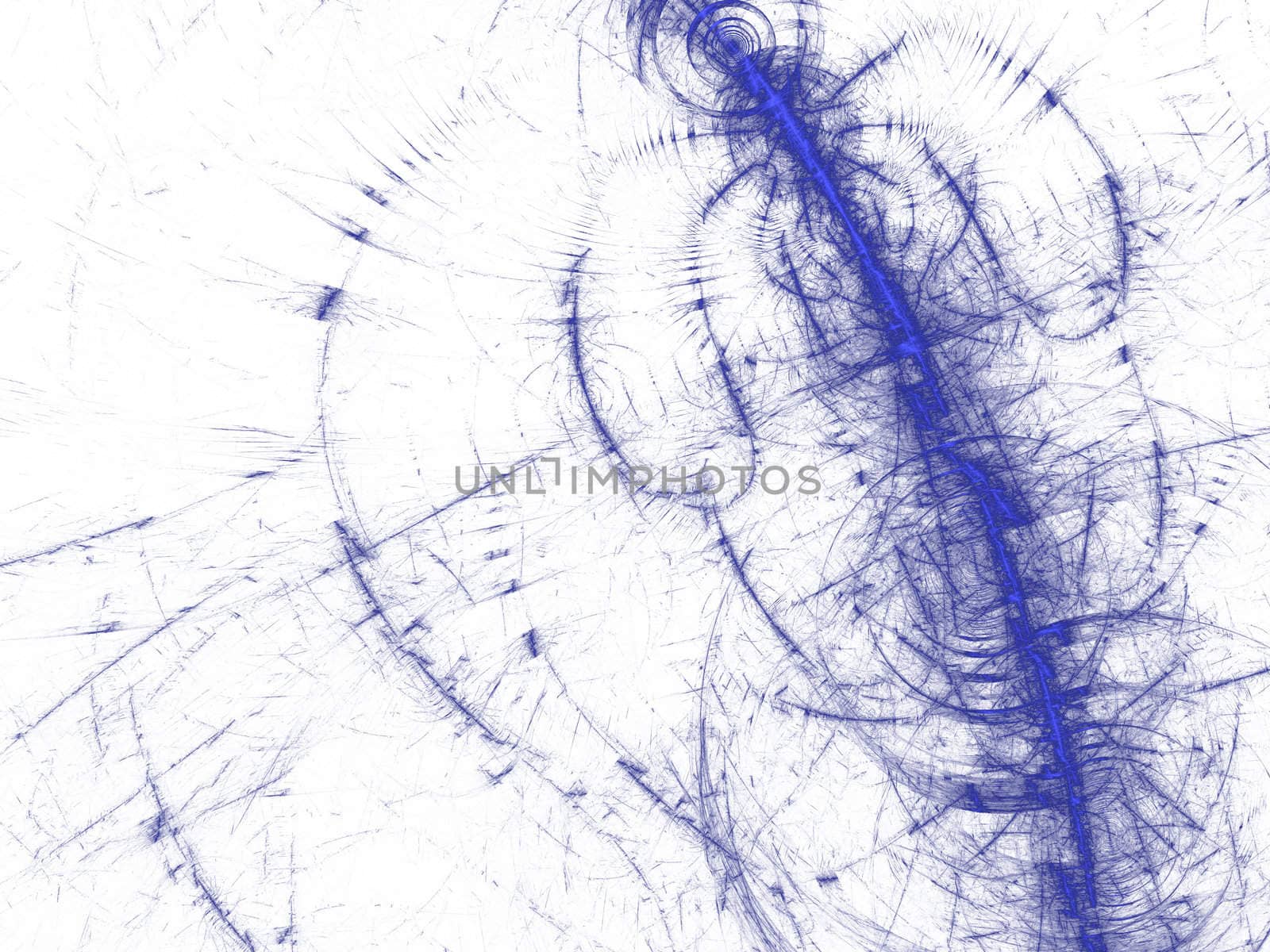 Digitally rendered abstract cold blue fractal on white.