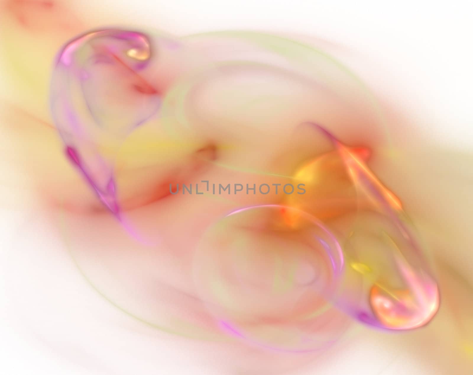 Digitally rendered abstract multi colored plasma flame in space. On black.