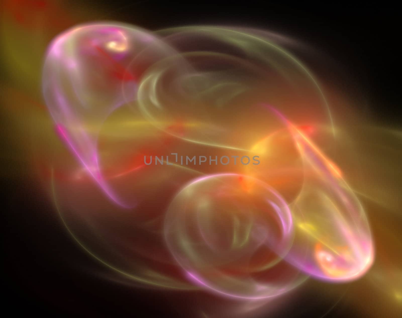 Digitally rendered abstract multi colored plasma flame in space. by borodaev