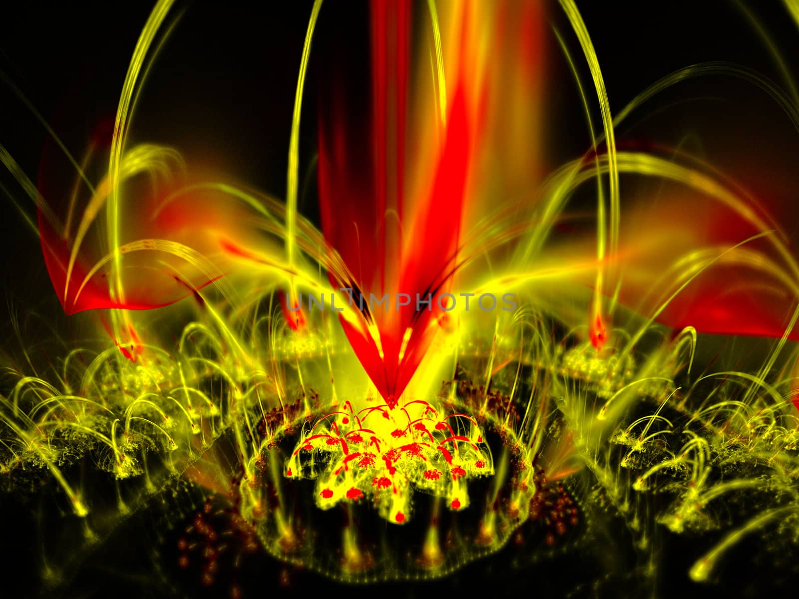 Digitally rendered high quality yellow plasma flame. As background or wallpaper.