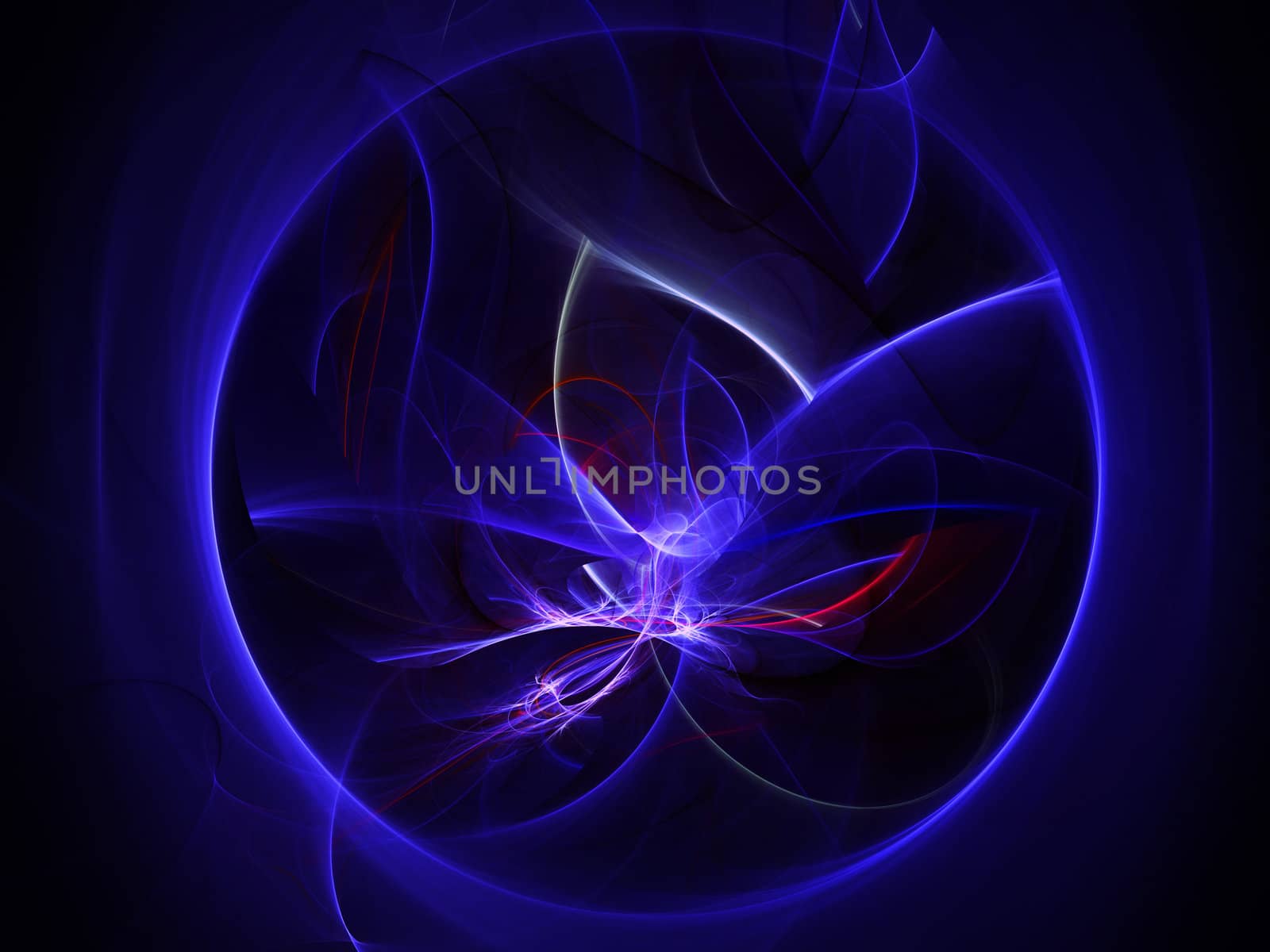 Digitally rendered abstract blue circle with energy waves. Backg by borodaev