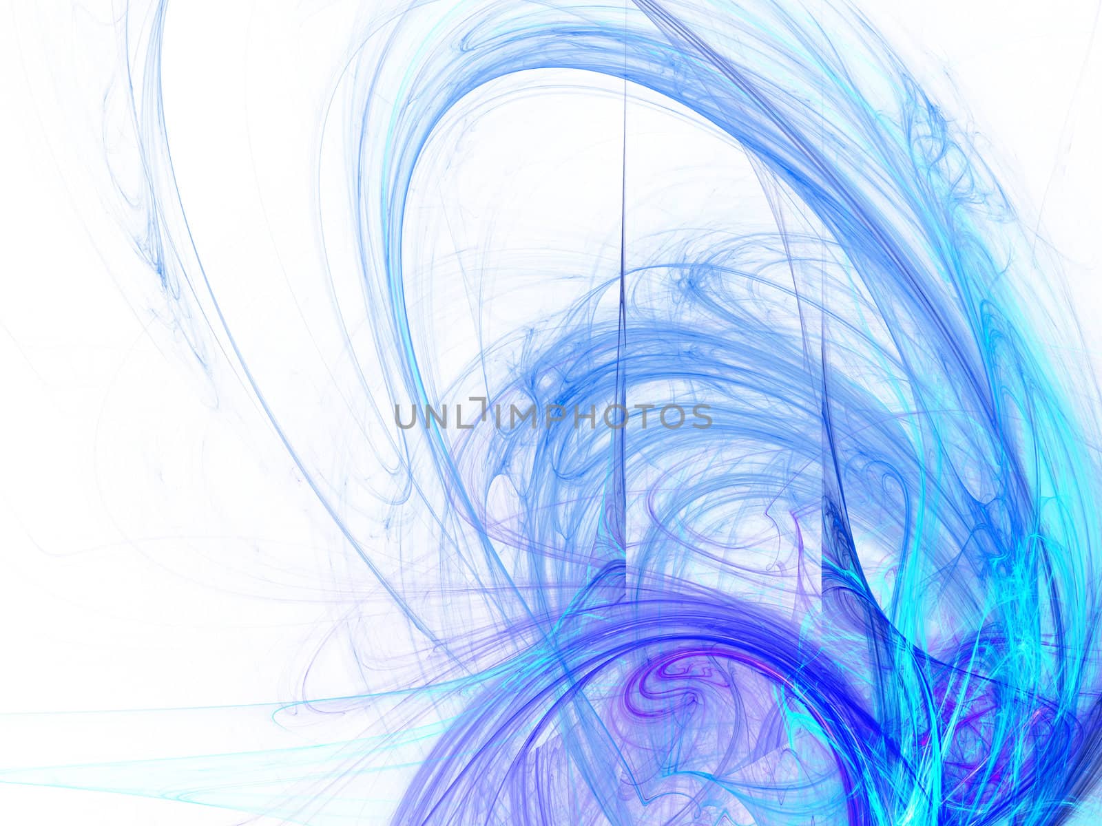 Digitally rendered abstract blue energy wave fractal on black. by borodaev