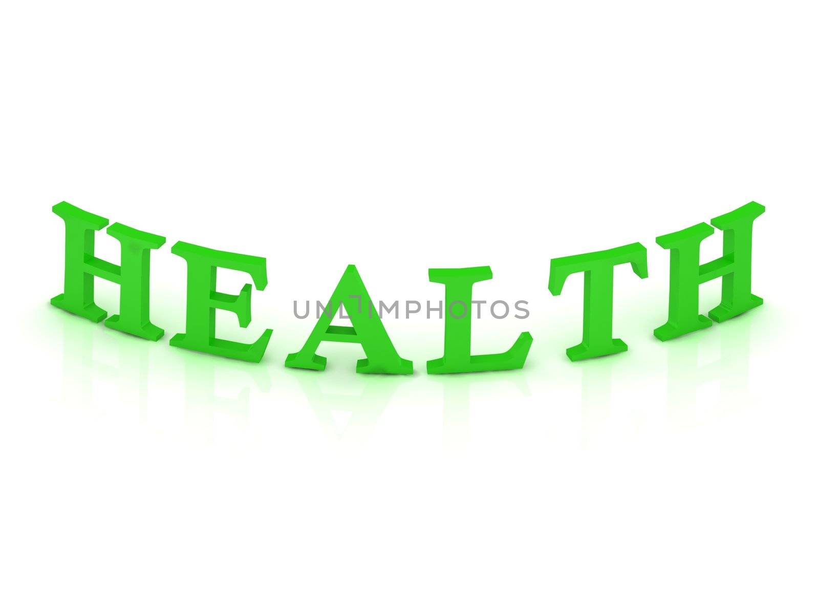 HEALTH sign with green word on isolated white background