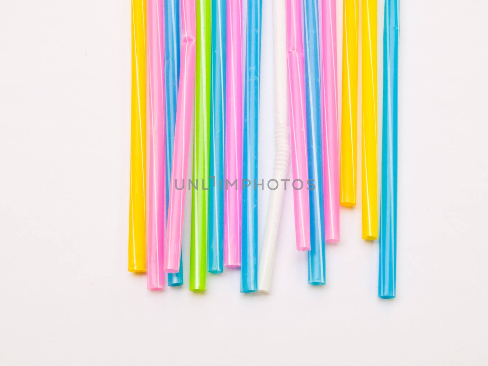 Colorful straws isolated on white back ground by gururugu