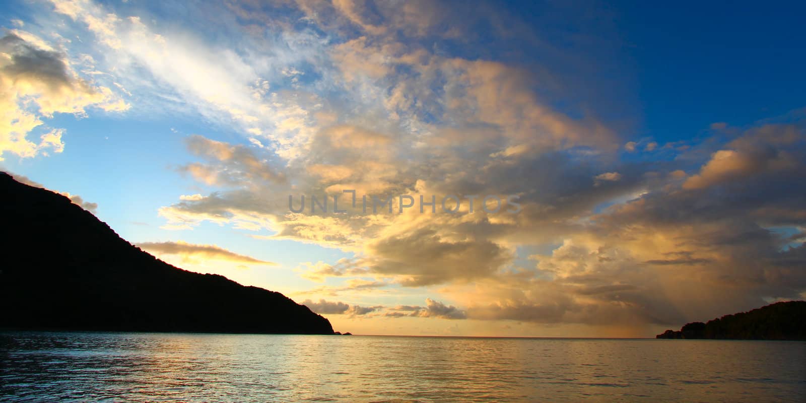 Sunset at Brewers Bay on Tortola of British Virgin Islands.