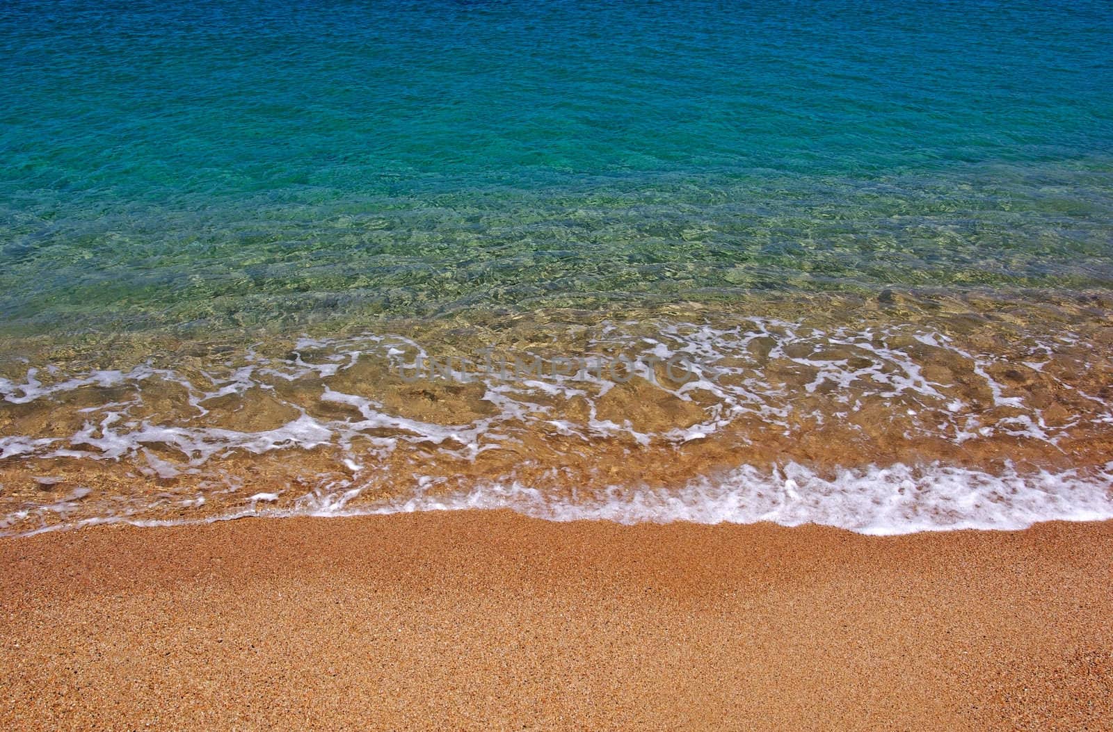 Beautiful seascape on the beach of Lloret de Mar, Costa Brava, S by borodaev