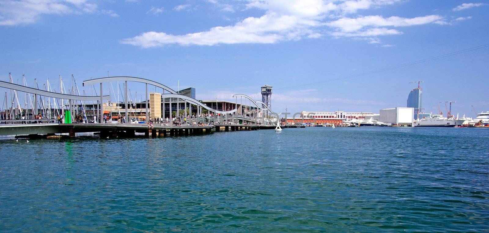 Panoramic cityscape of Barcelona harbour. Spain, Europe.