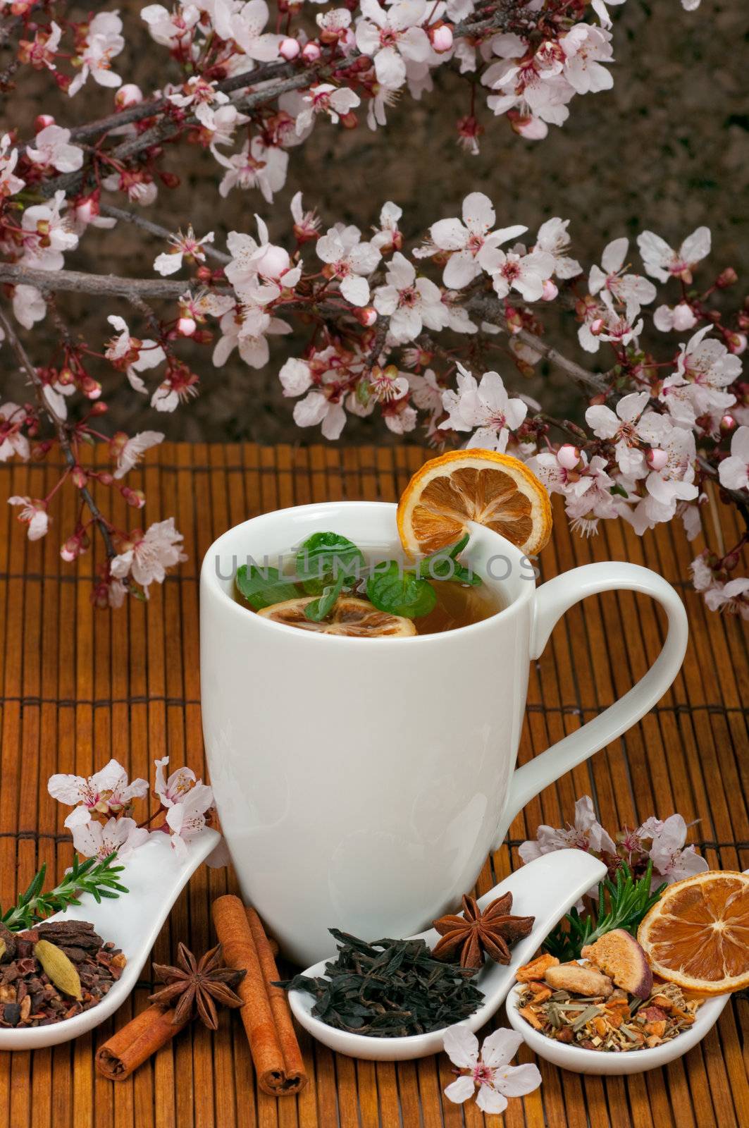 Healthy tea with spices, herbs