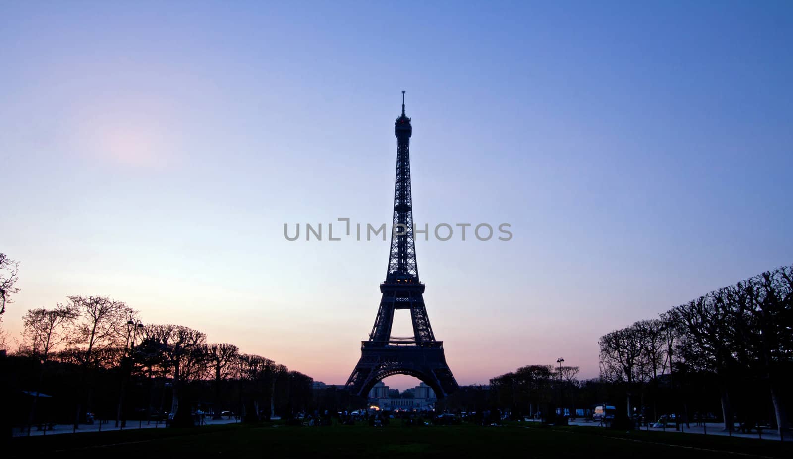 Silhouette of Eiffel Tower in the evening, Paris France