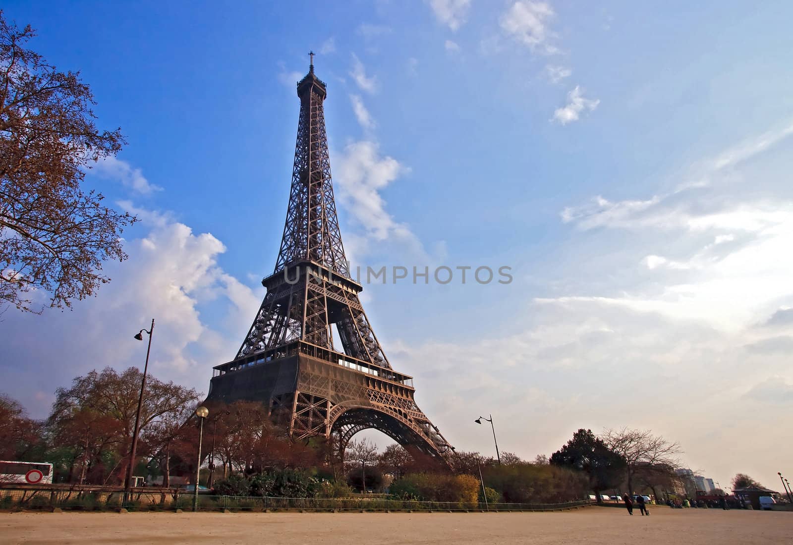 Eiffel tower from Garden in Paris France