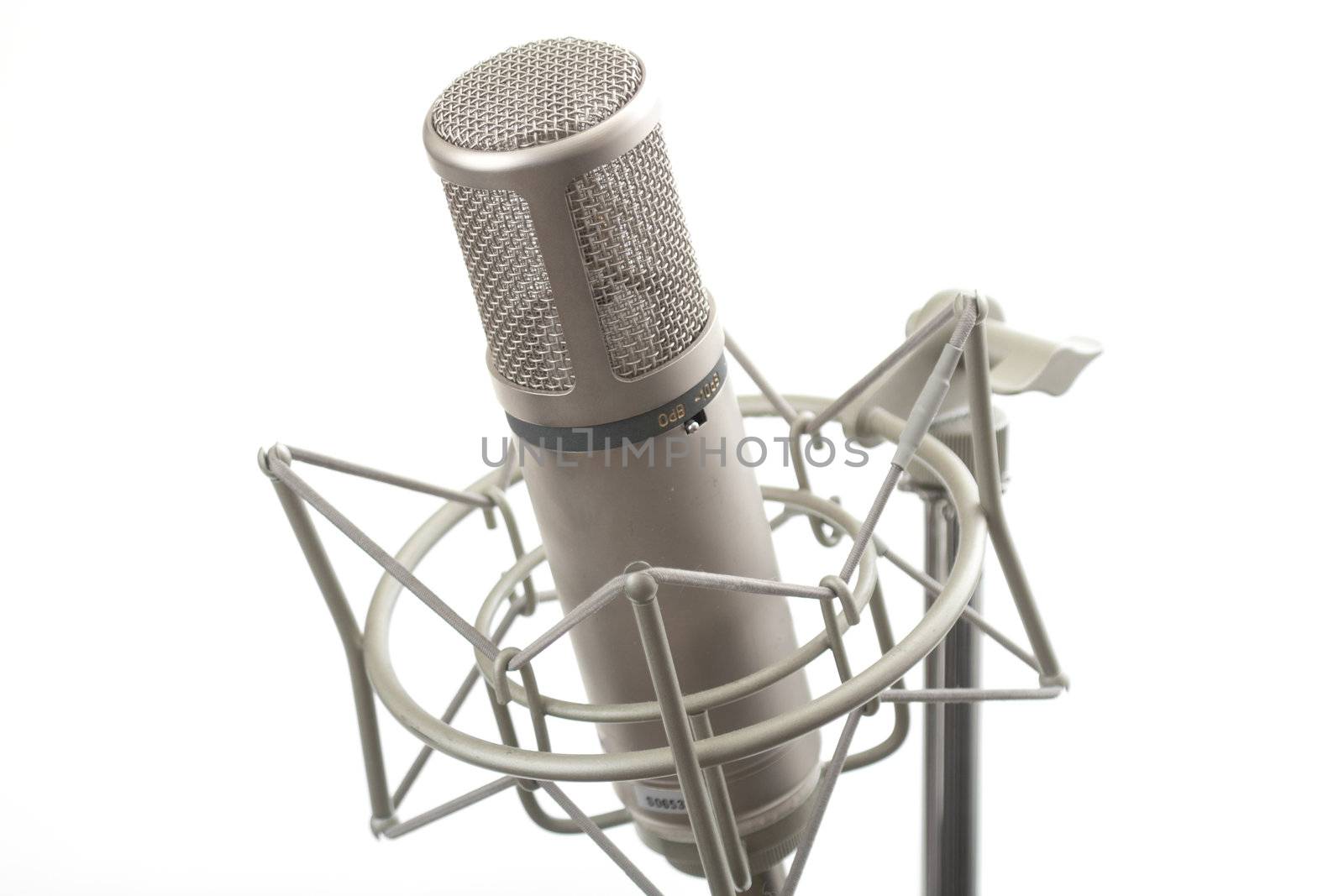 Studio microphone on stand with shock mount