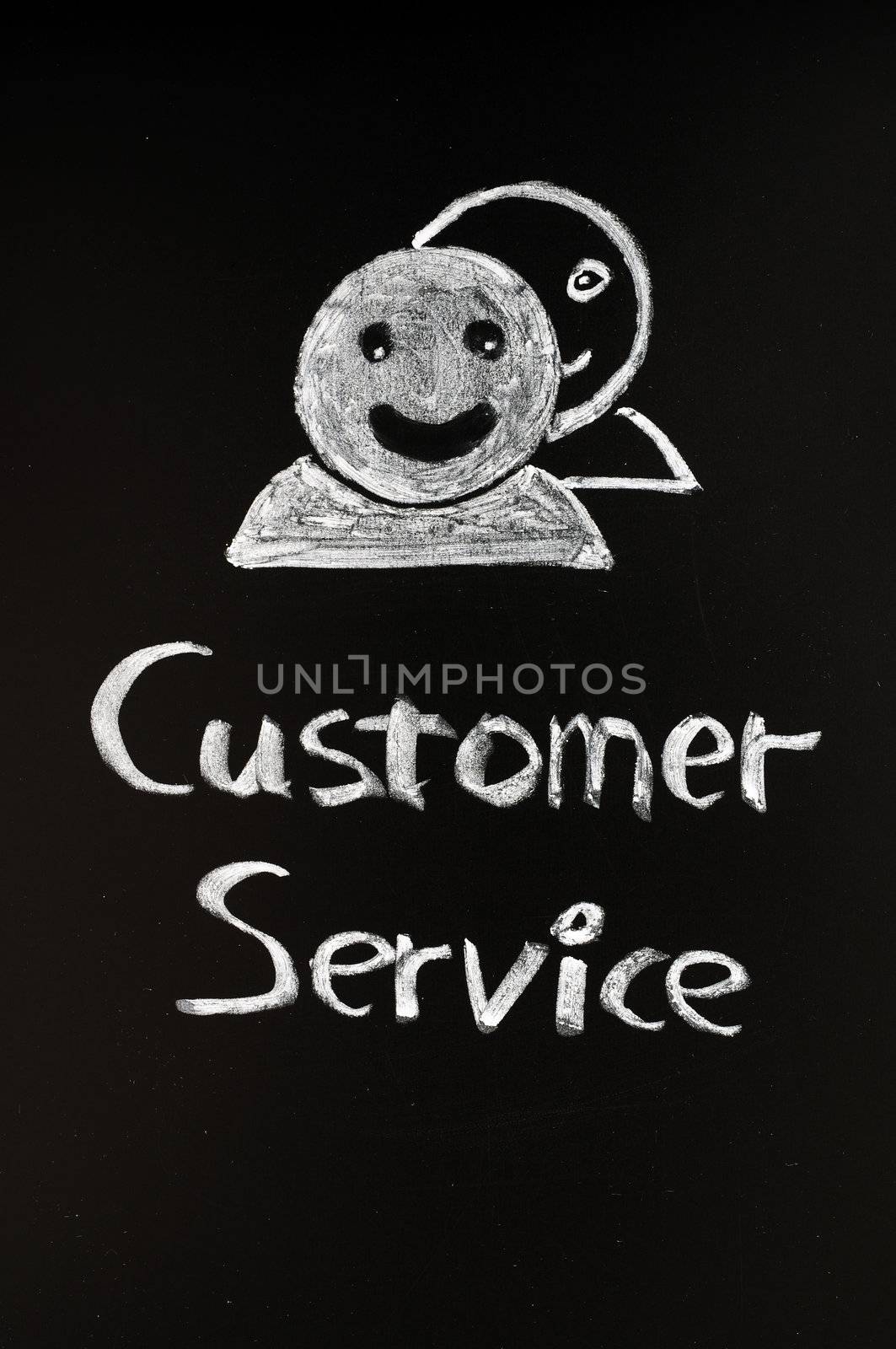 Customer service with human figures drawn with chalk by bbbar