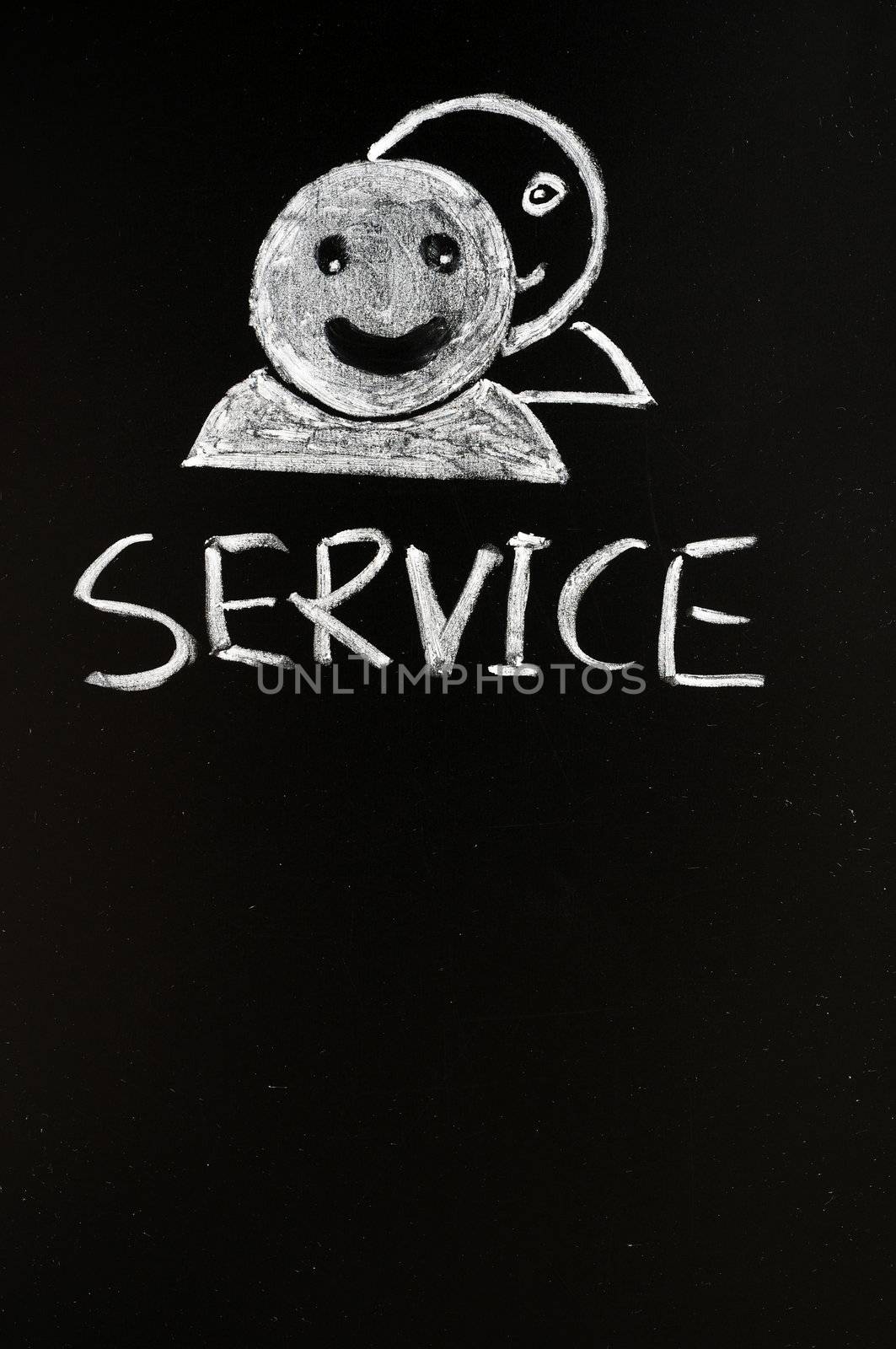 Service center with human figures drawn with chalk by bbbar