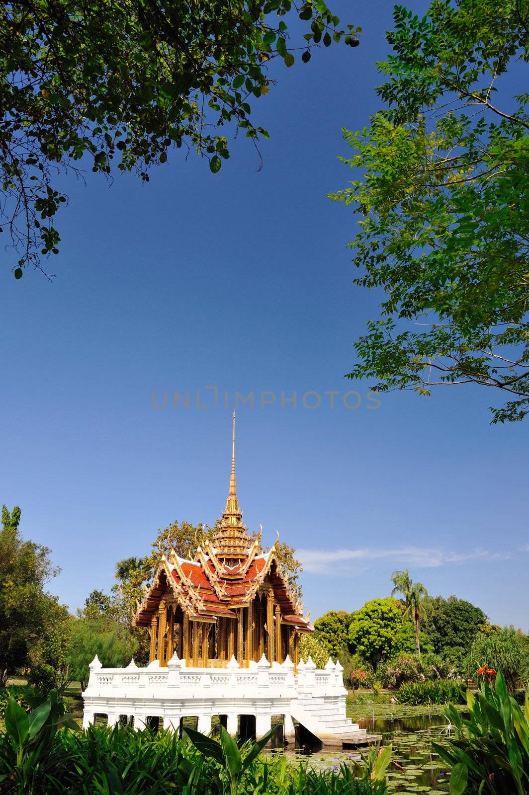 Thai pavilion in lotus pond, Suan Luang Rama IX Thailand. by ngungfoto