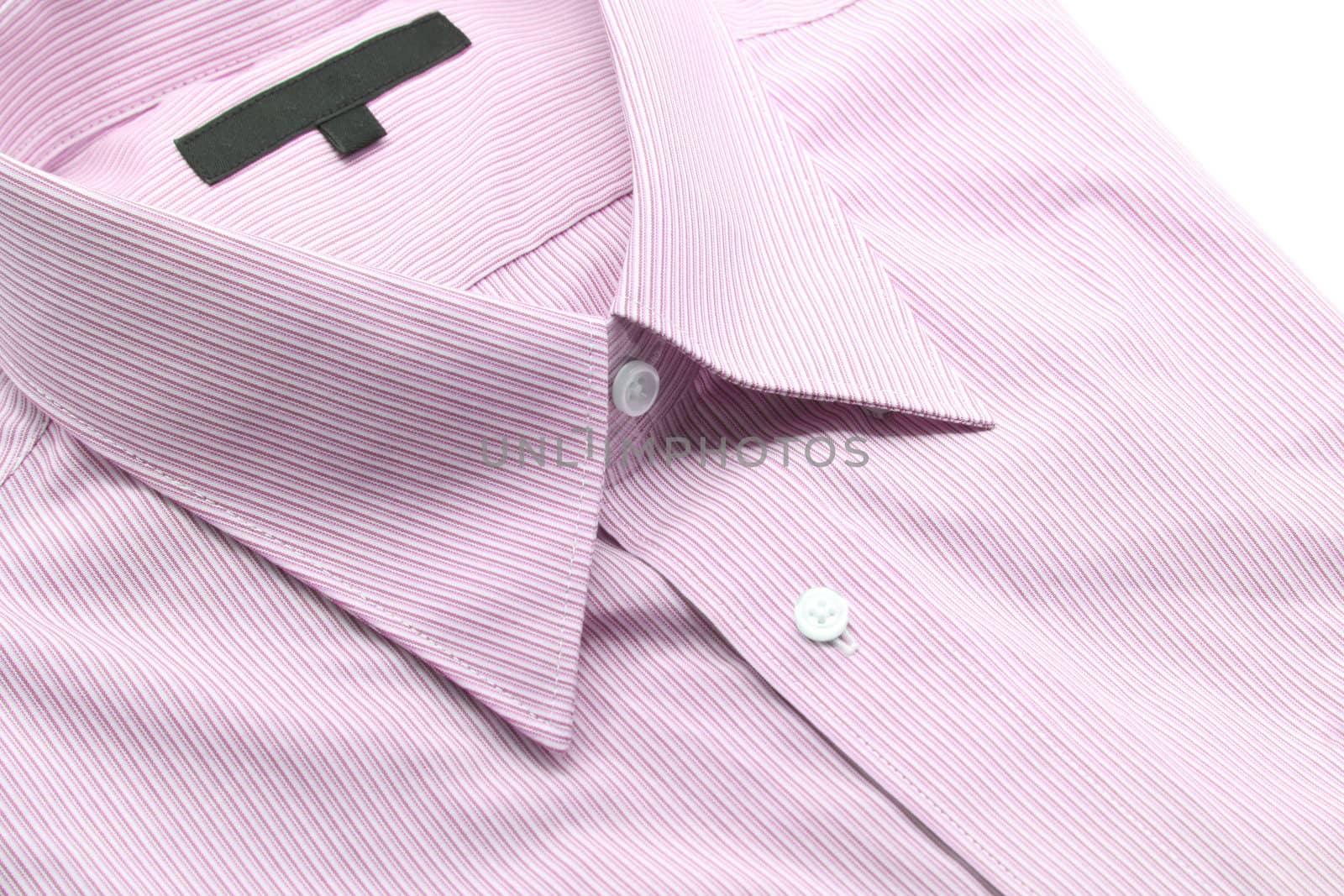 Close up view of a generic red business shirt with a line pattern