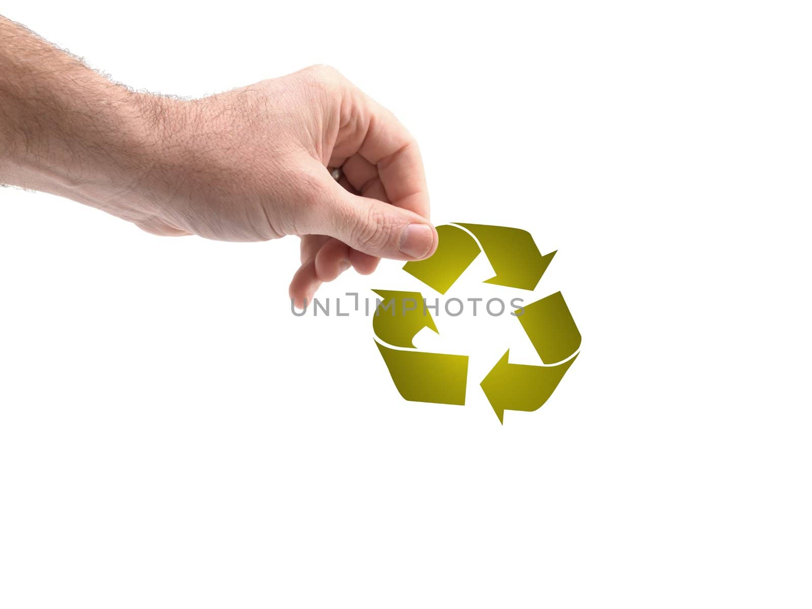 A conceptual recycle image held by a hand