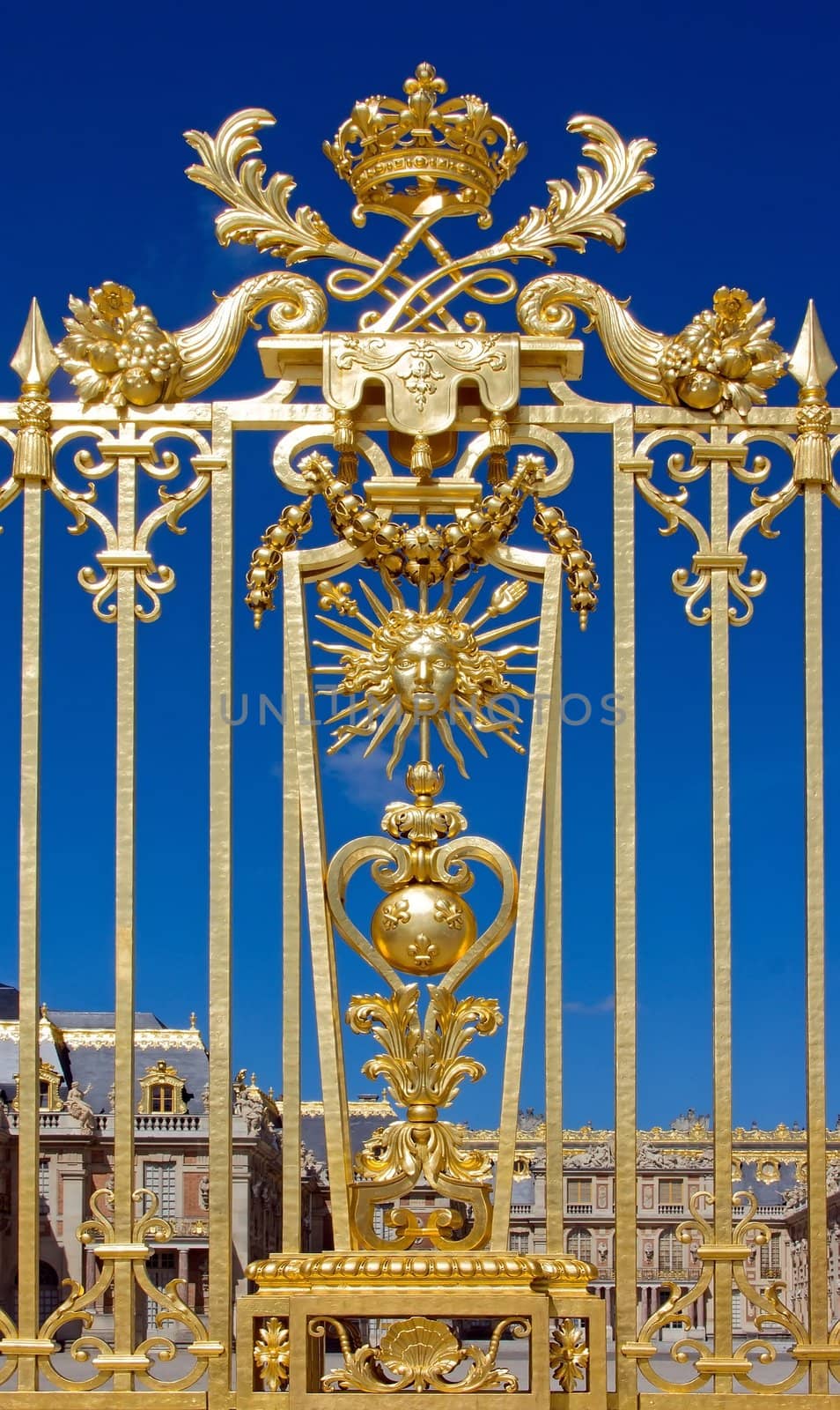 Royal gate of the Palace of Versailles (France), symbol of royalty and absolute power