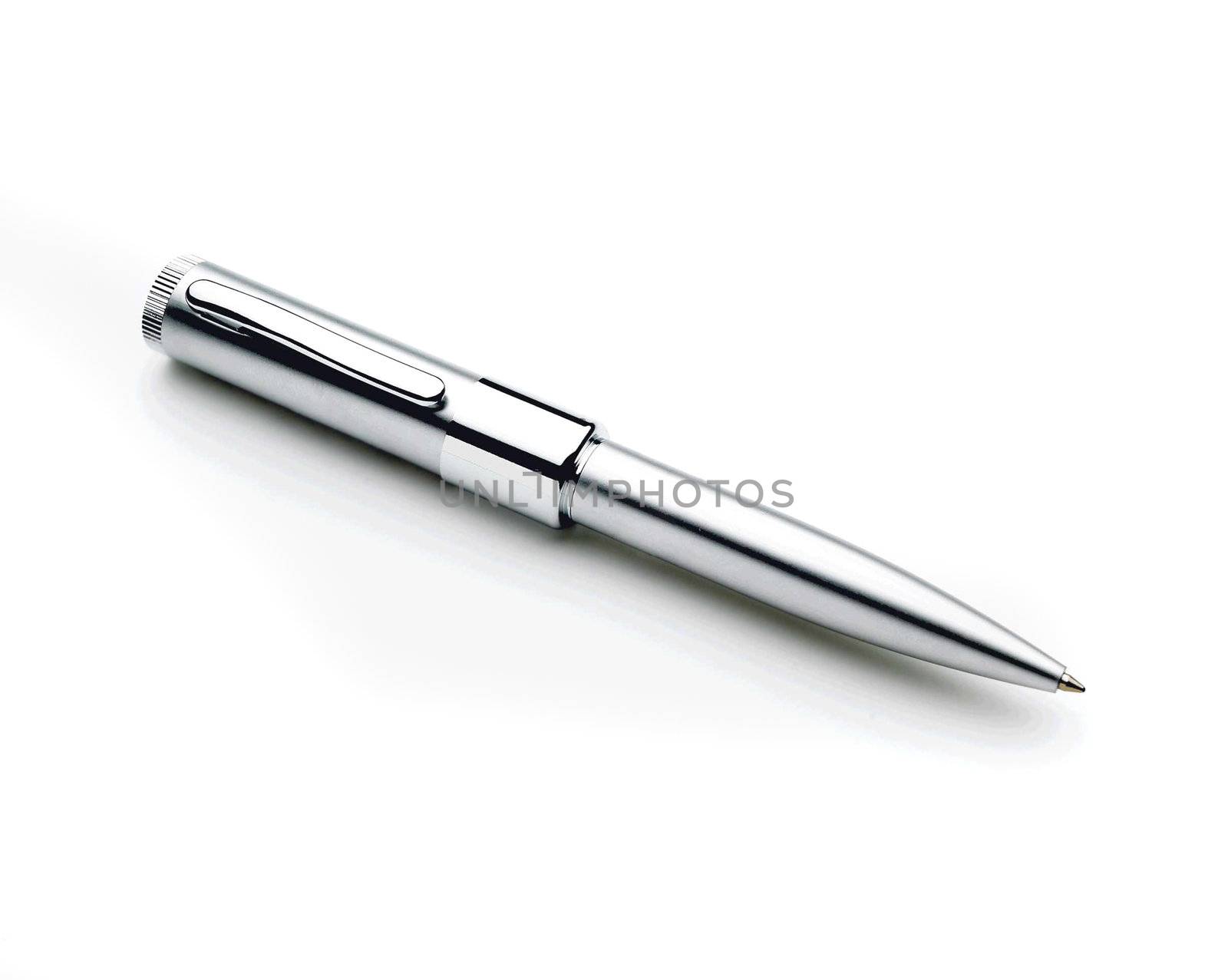 silver pen isolated with clipping path on white background