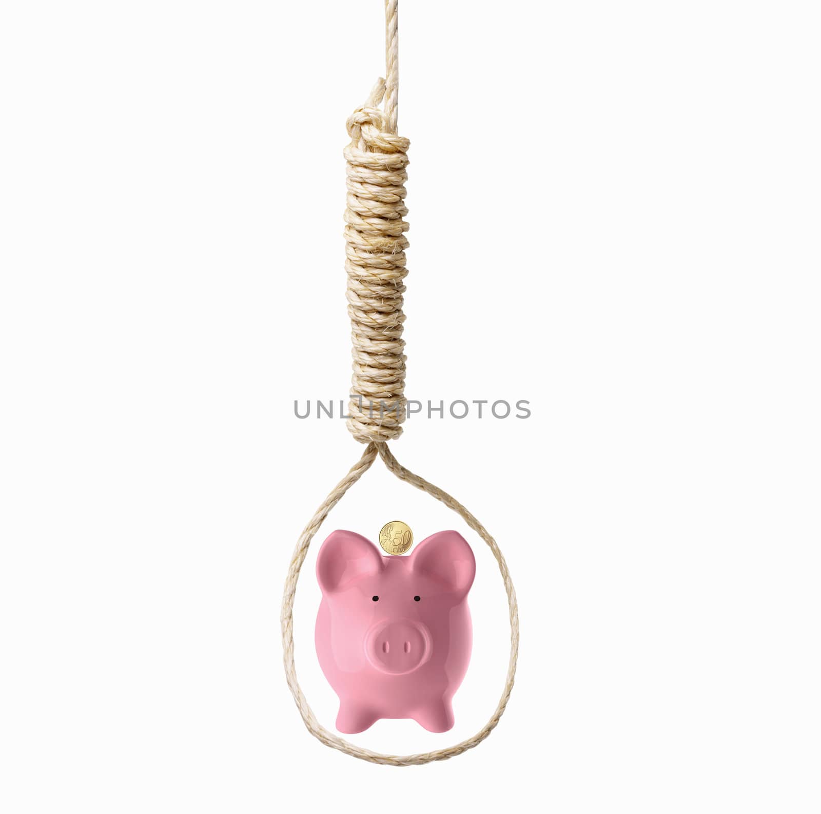 piggy-bank in noose - concept