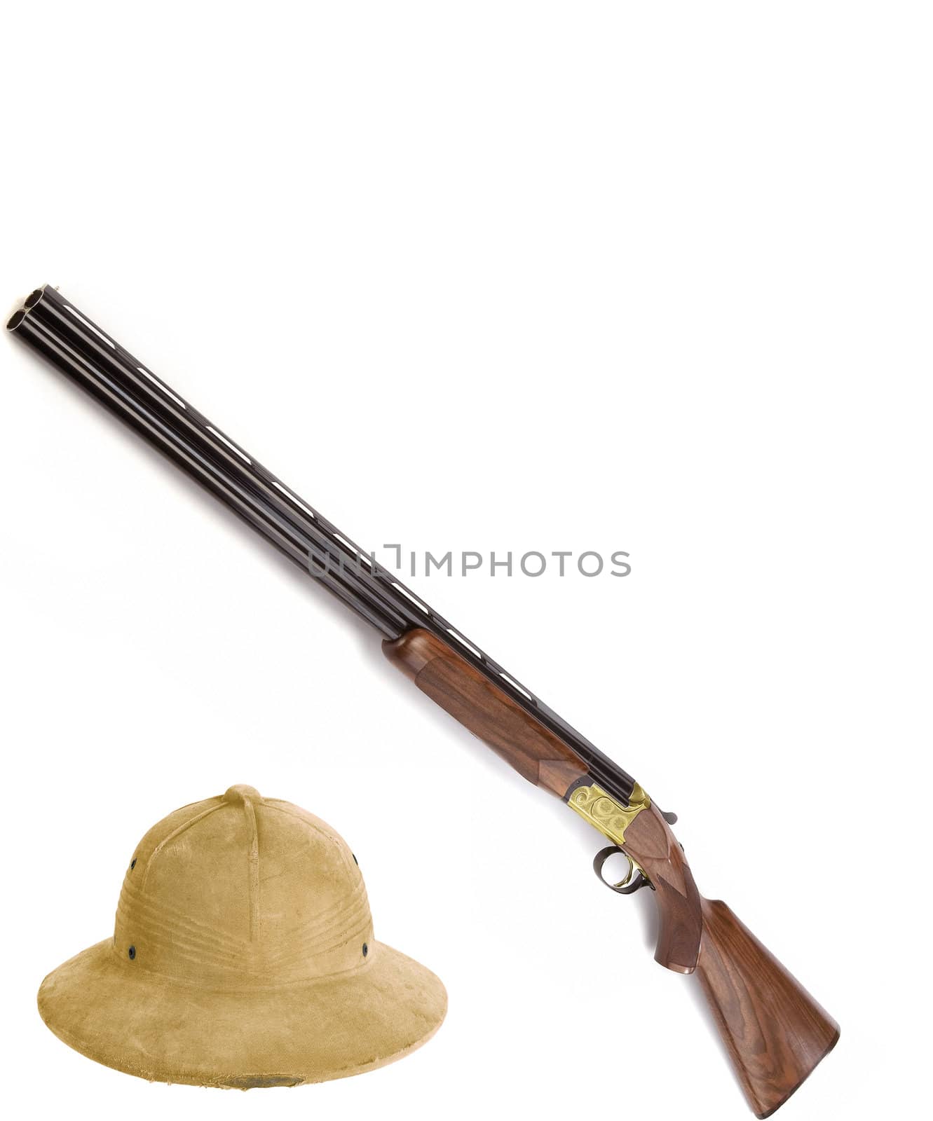 vuntage gun and safari hat