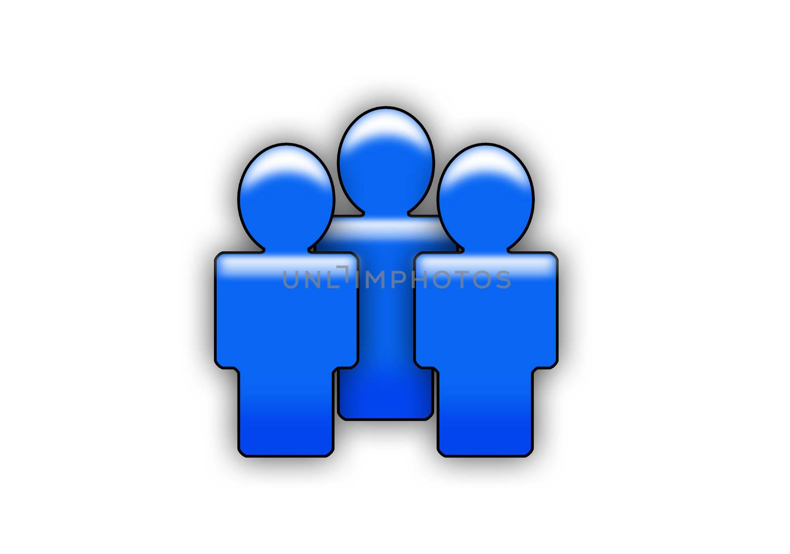 Illustration of three people close up isolated