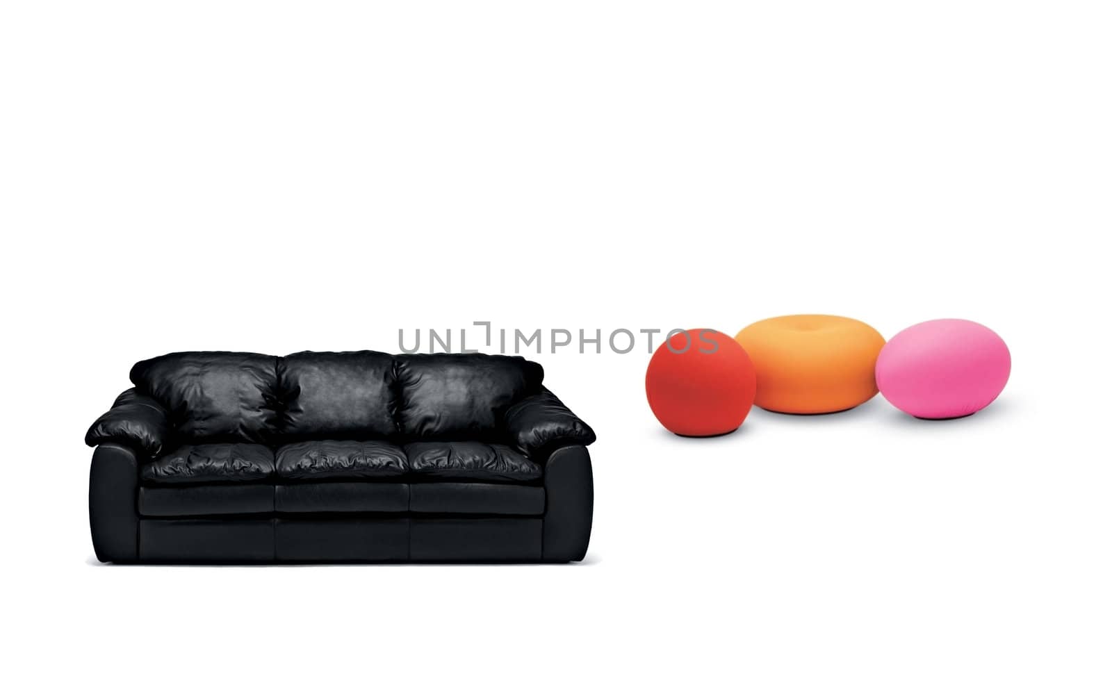 Image of a modern black leather sofa