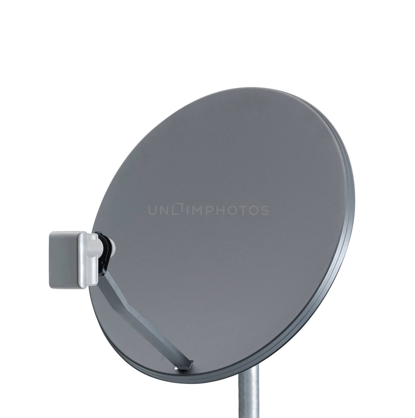 Receiver.Satelite dish close up on white background