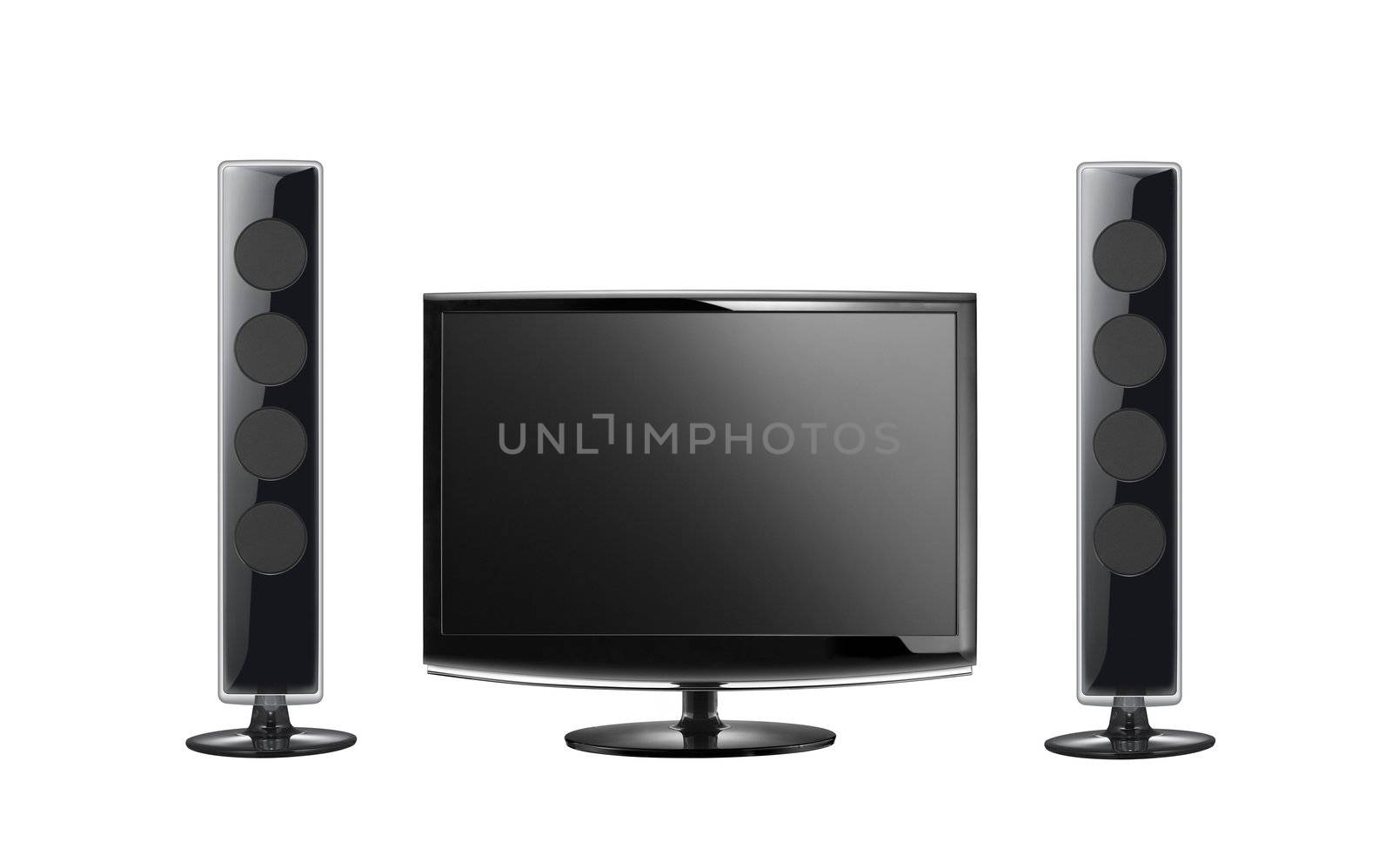 lcd display and two columns on a white