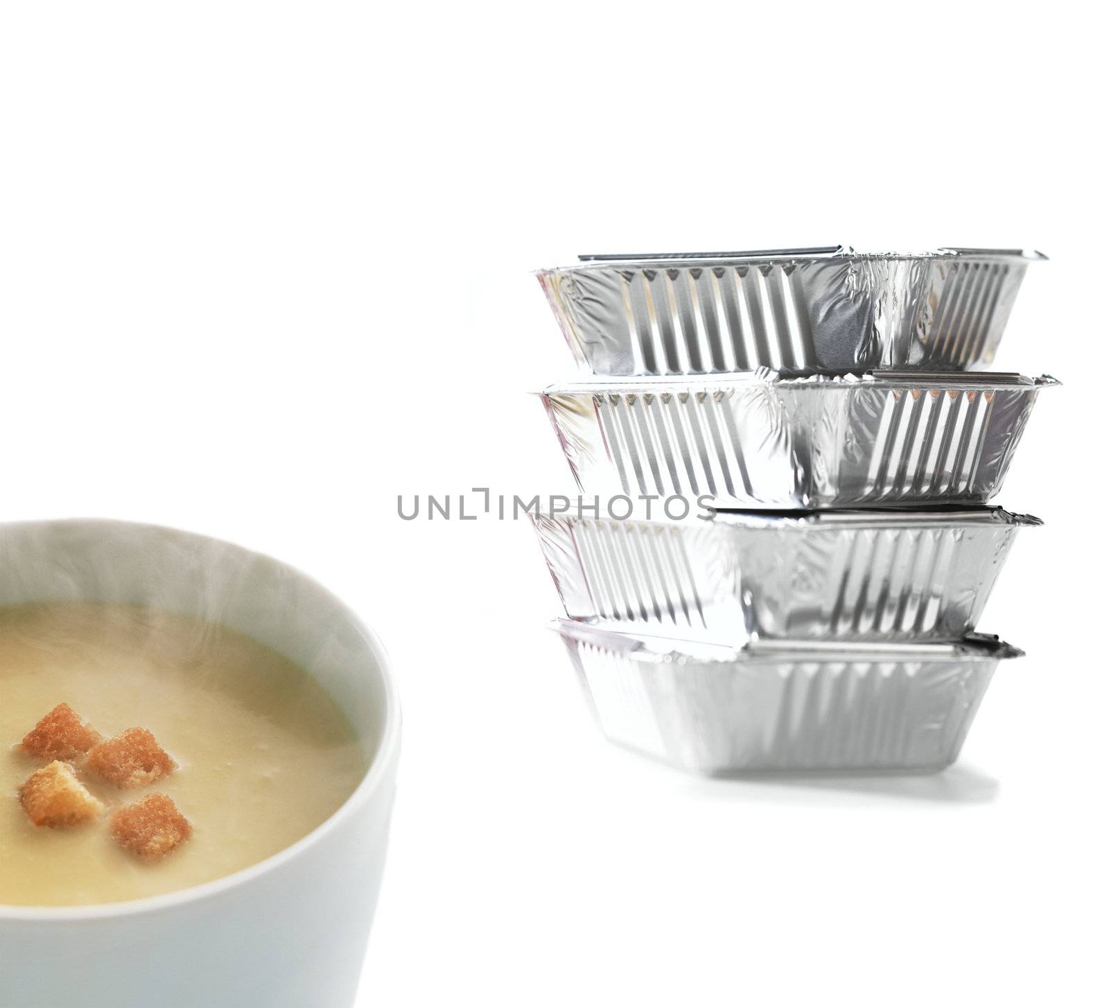 square foil catering tray and soup