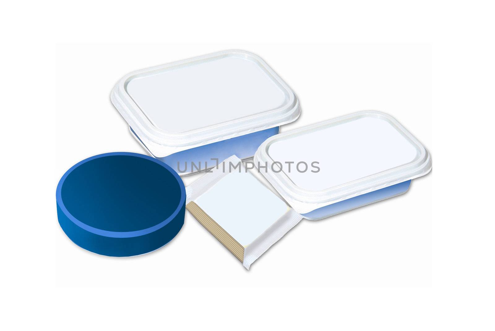 dairy product in packing isolated on white