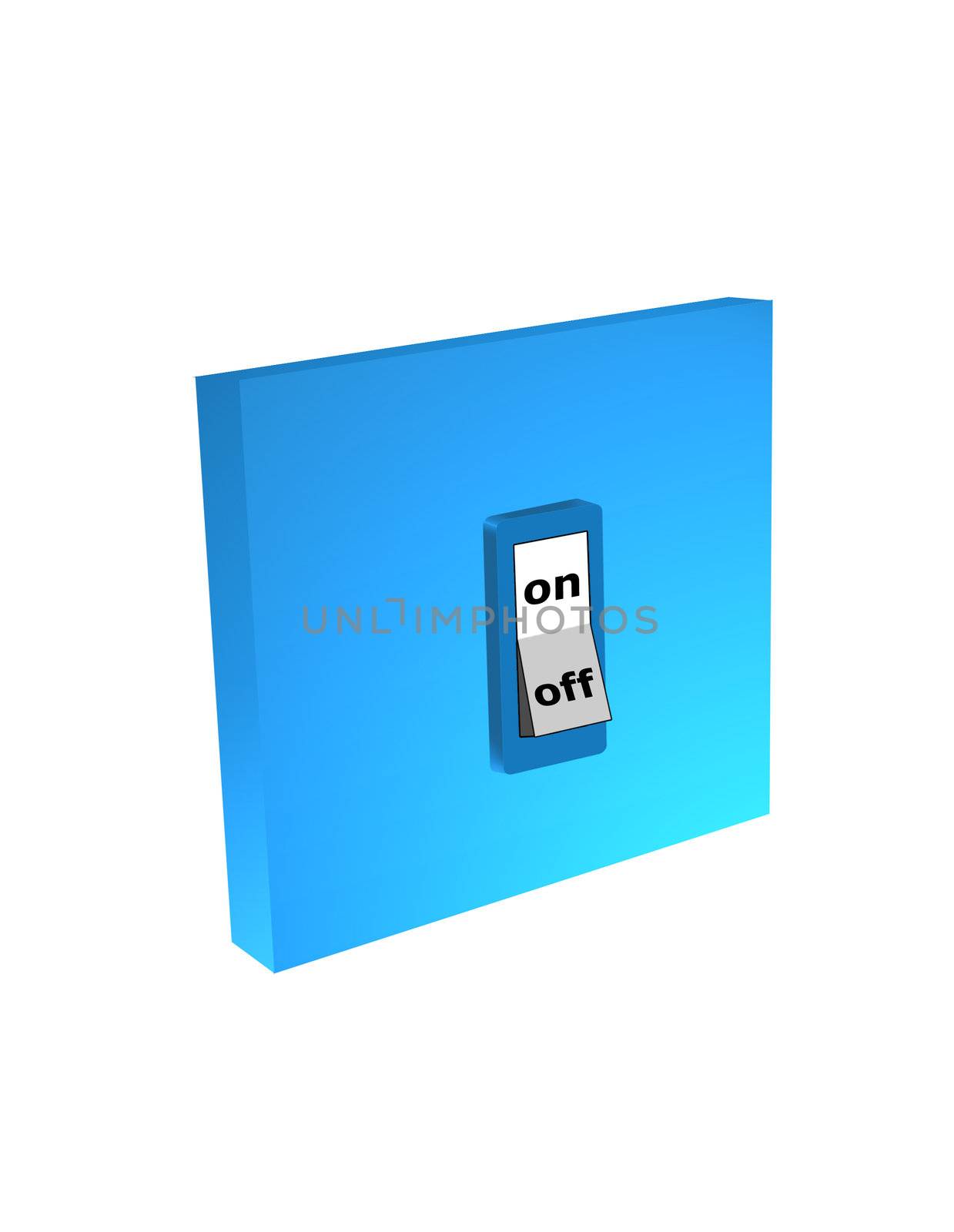 Blue light switch in "ON" position close up
