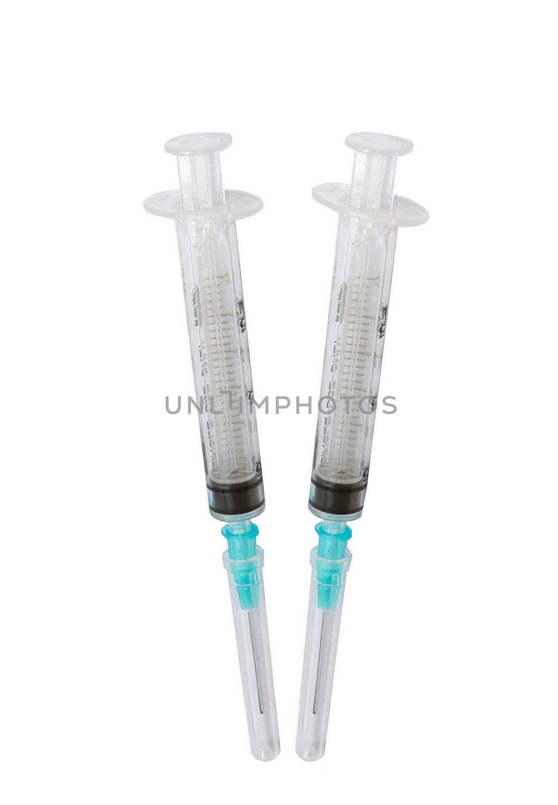 Two syringes isolated on a white background