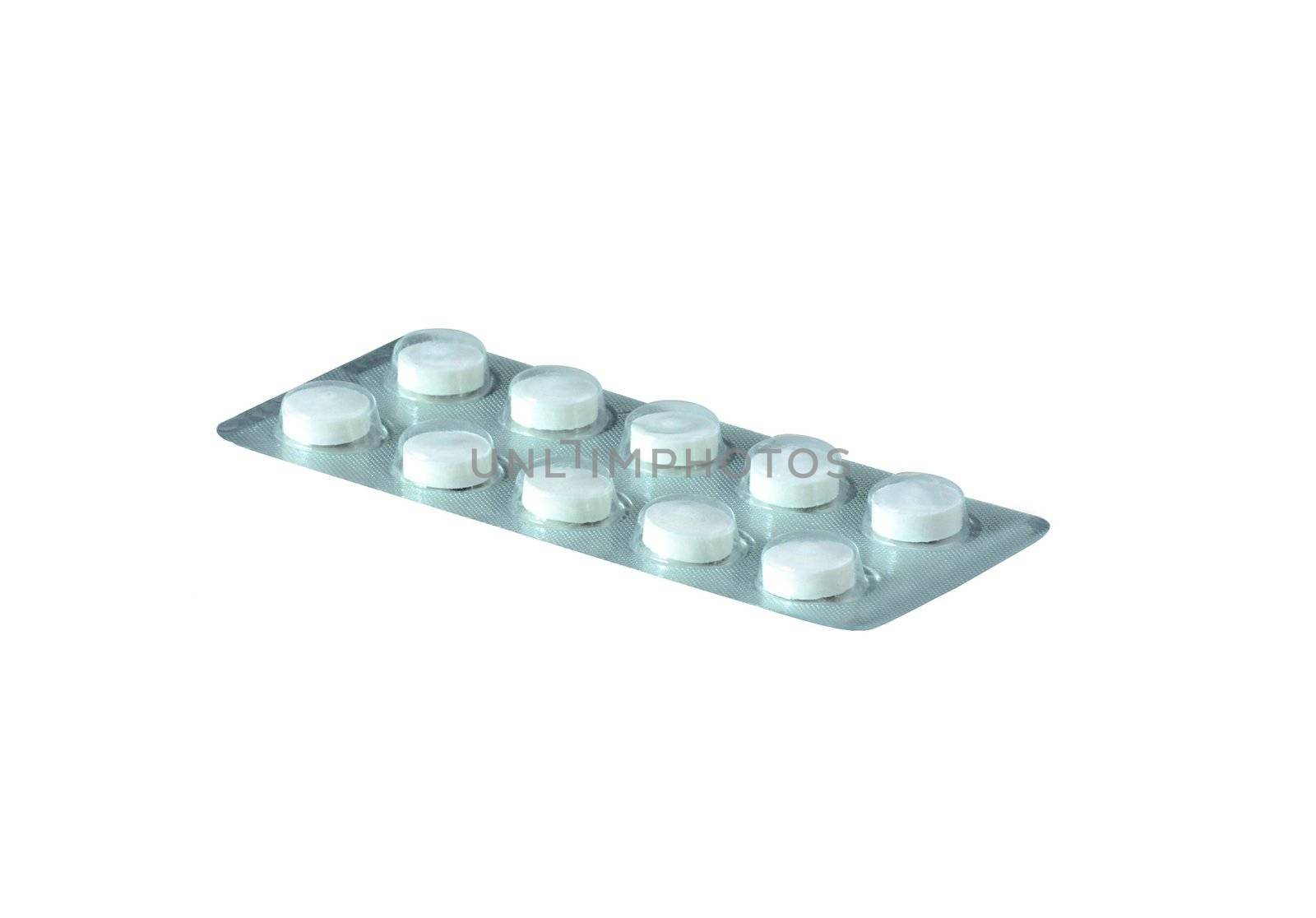 blister pack of pills isolated on the white background