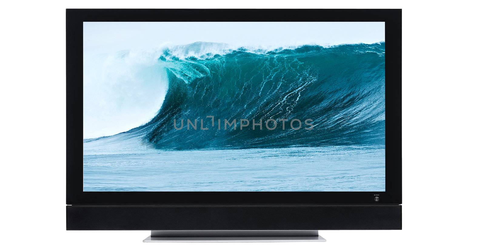 Lcd screen with wave wallpaper close up