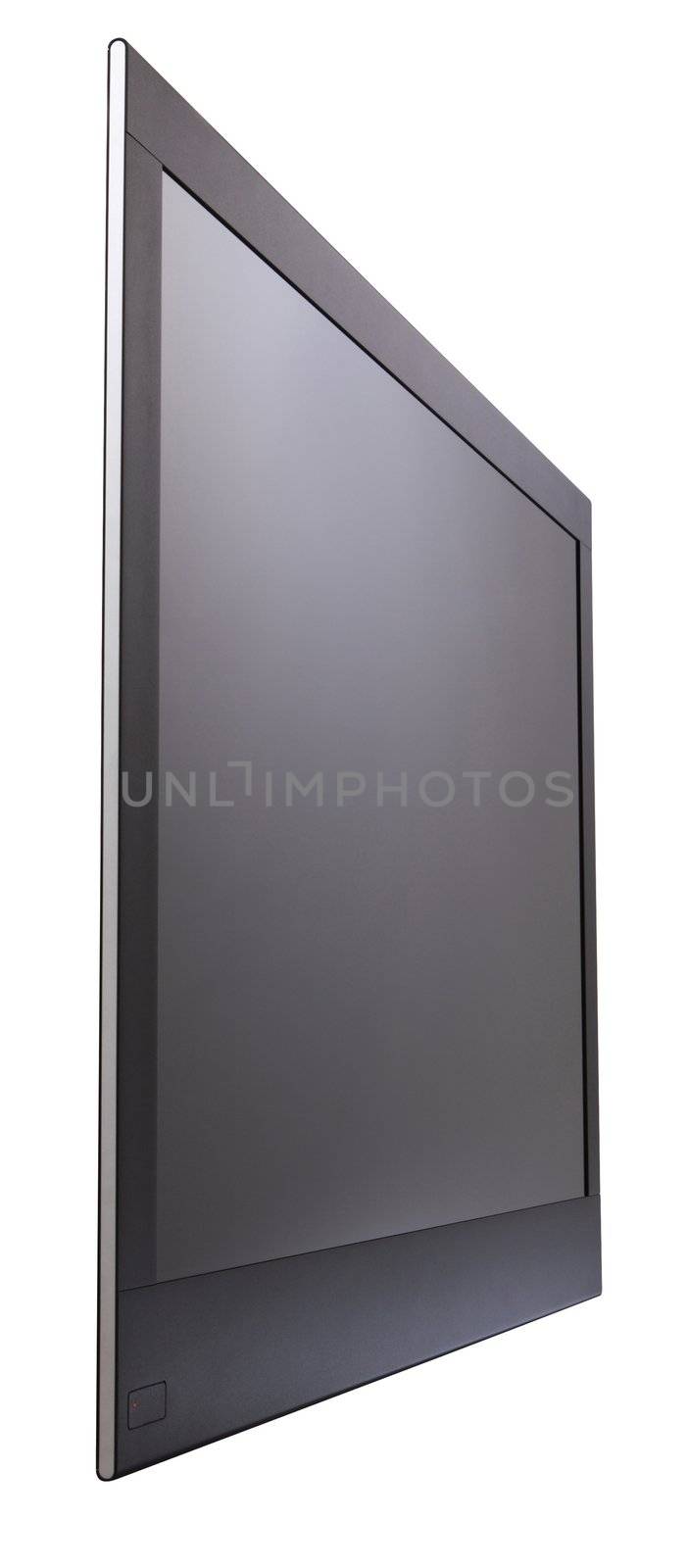 Lcd tv under angle of 60 and over white background