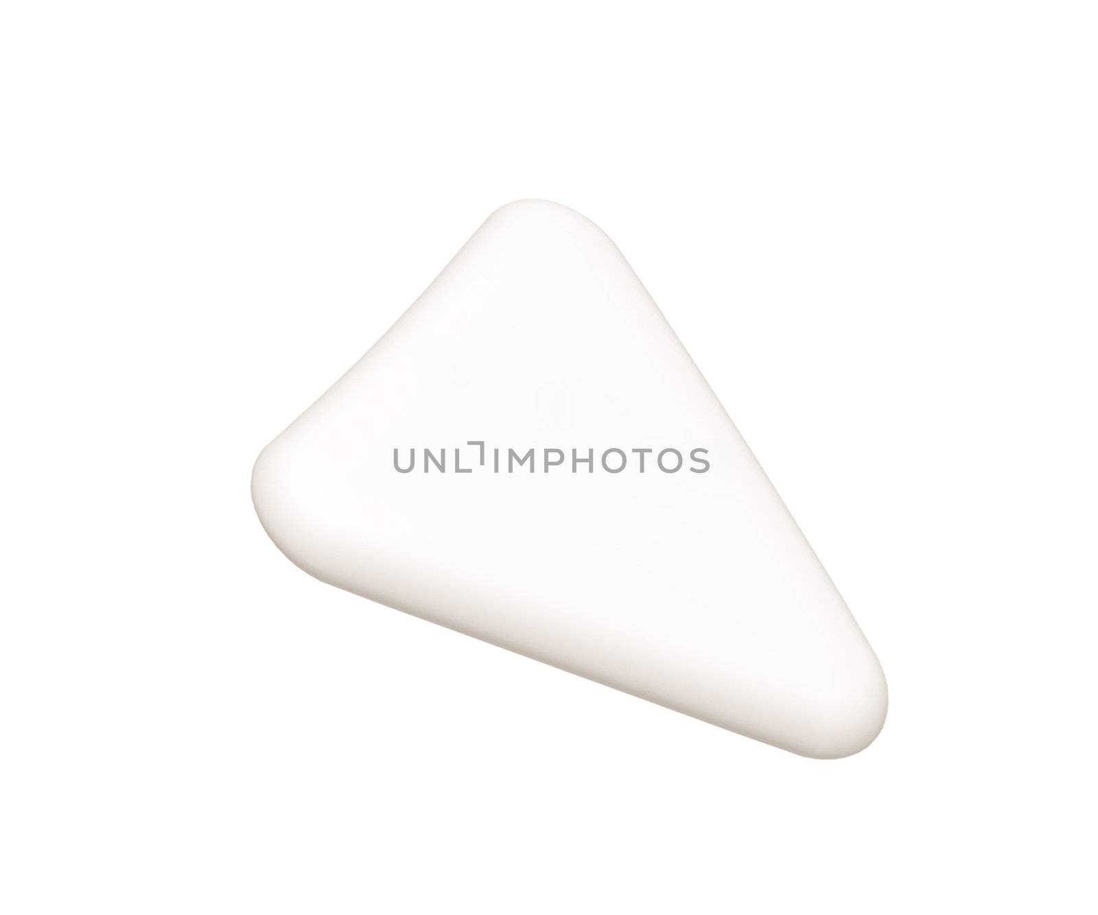 Triangular white eraser isolated on white background