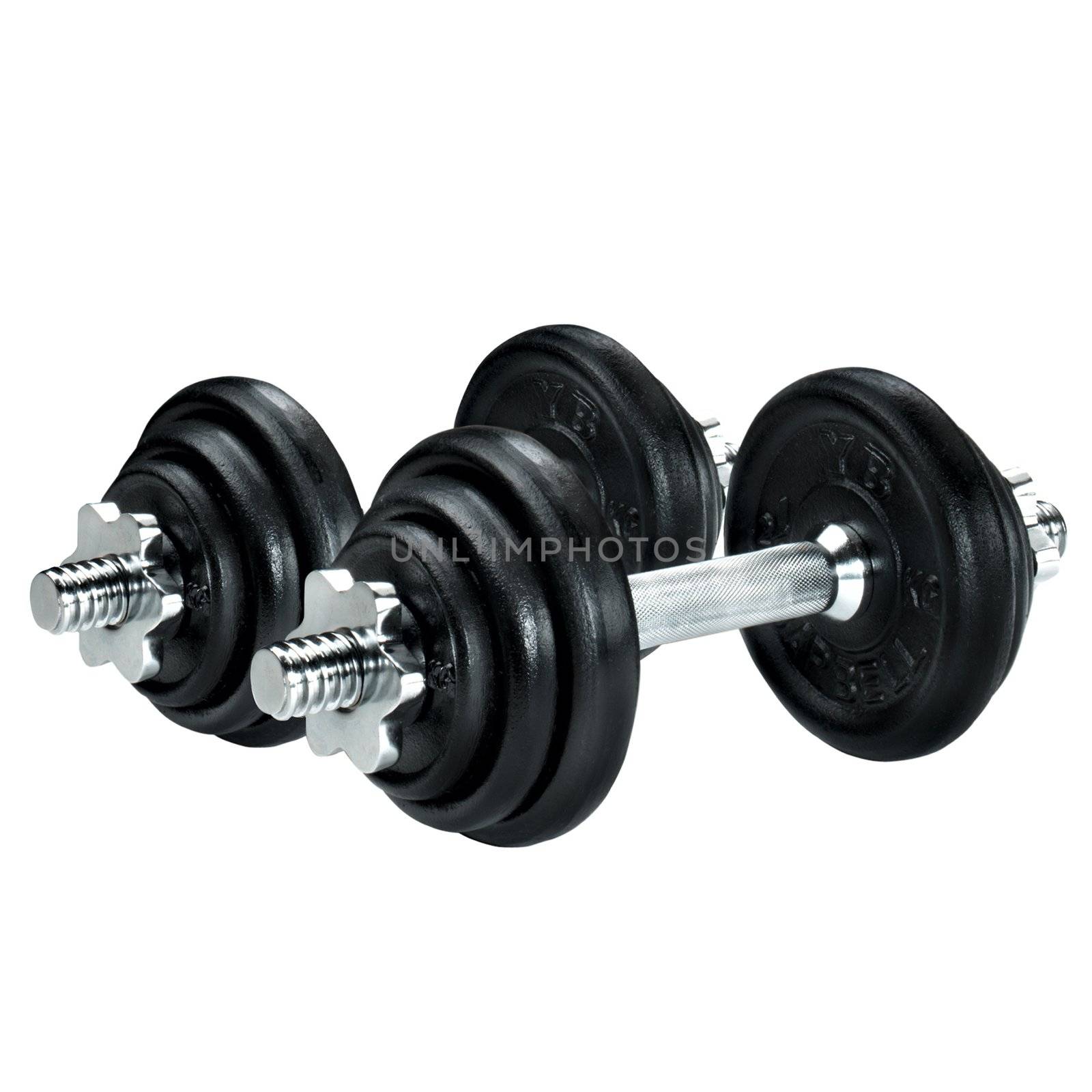 wo dumbbells isolated over white background