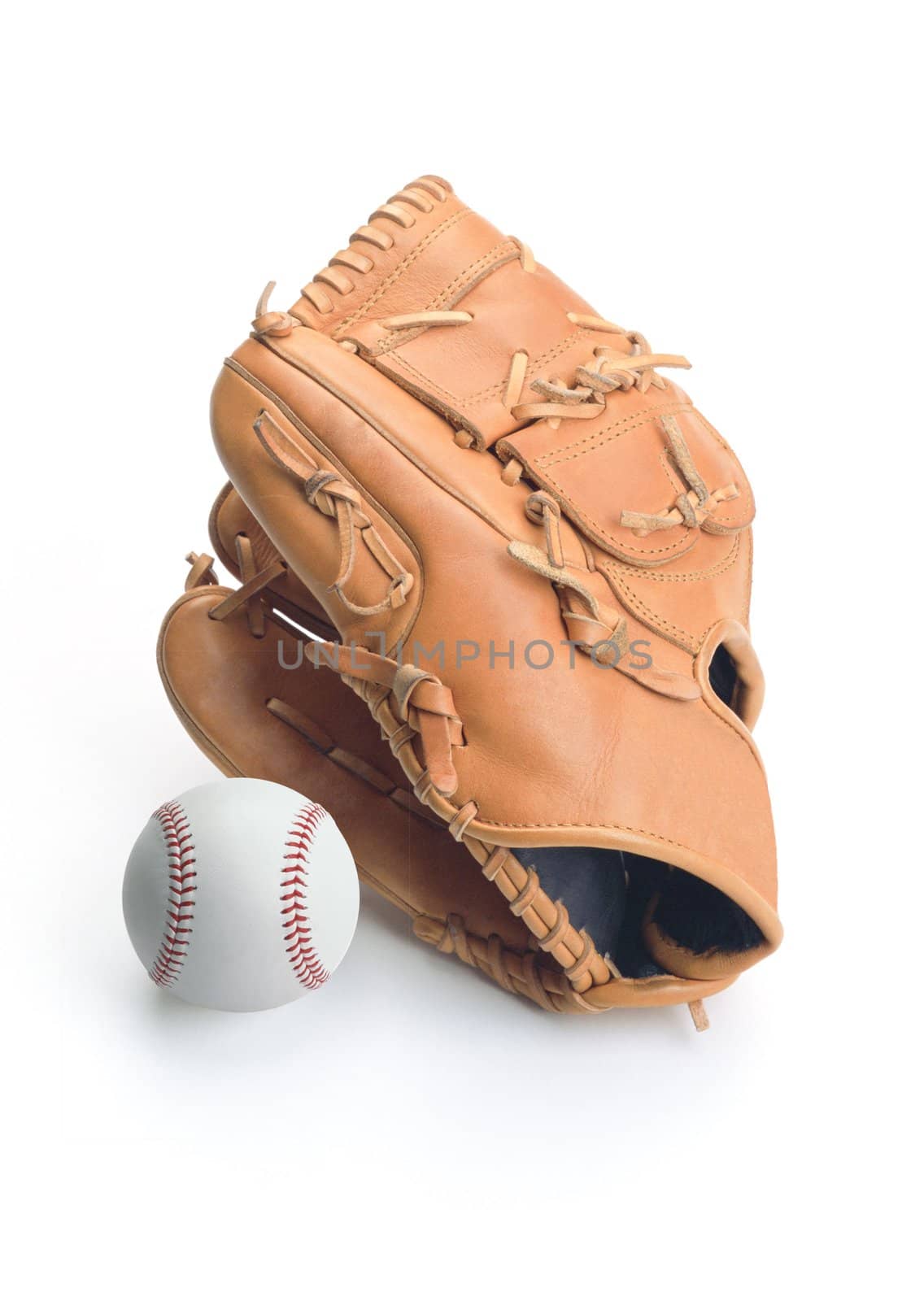 a baseball glove and ball isolated on white