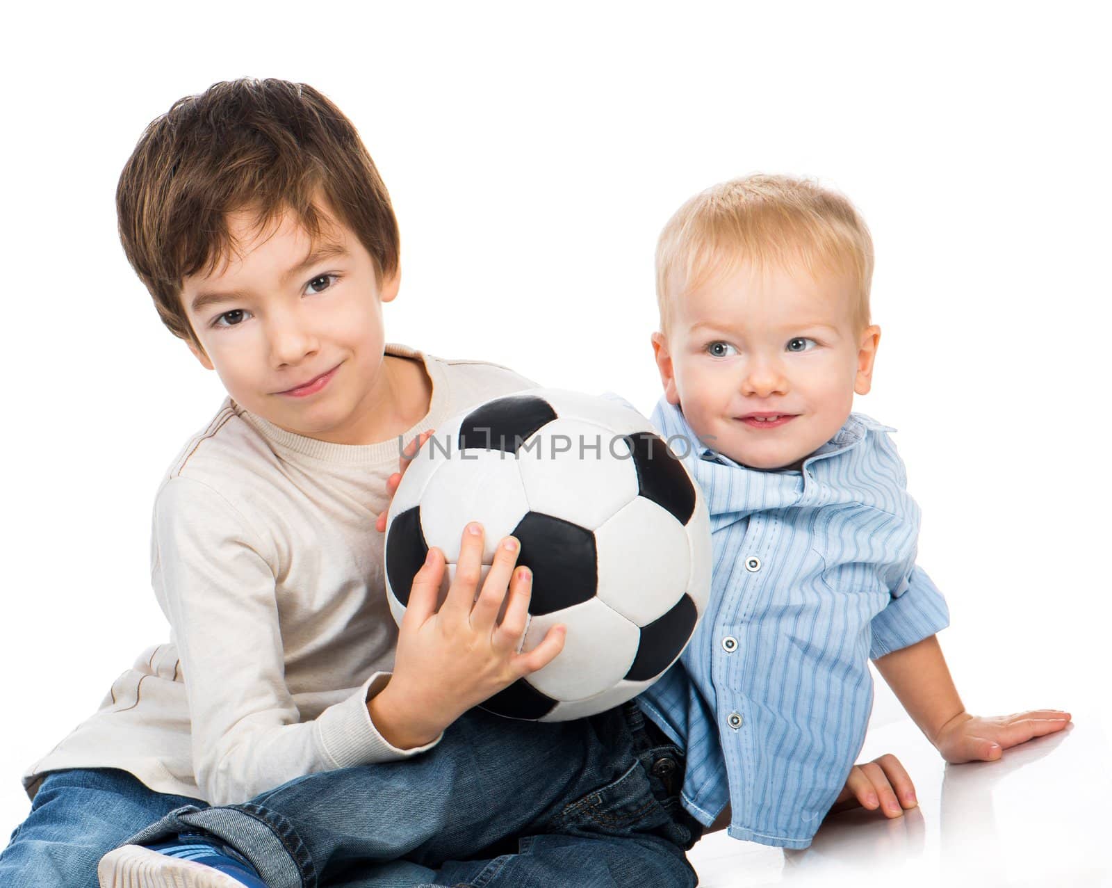 brothers with a soccer ball by GekaSkr