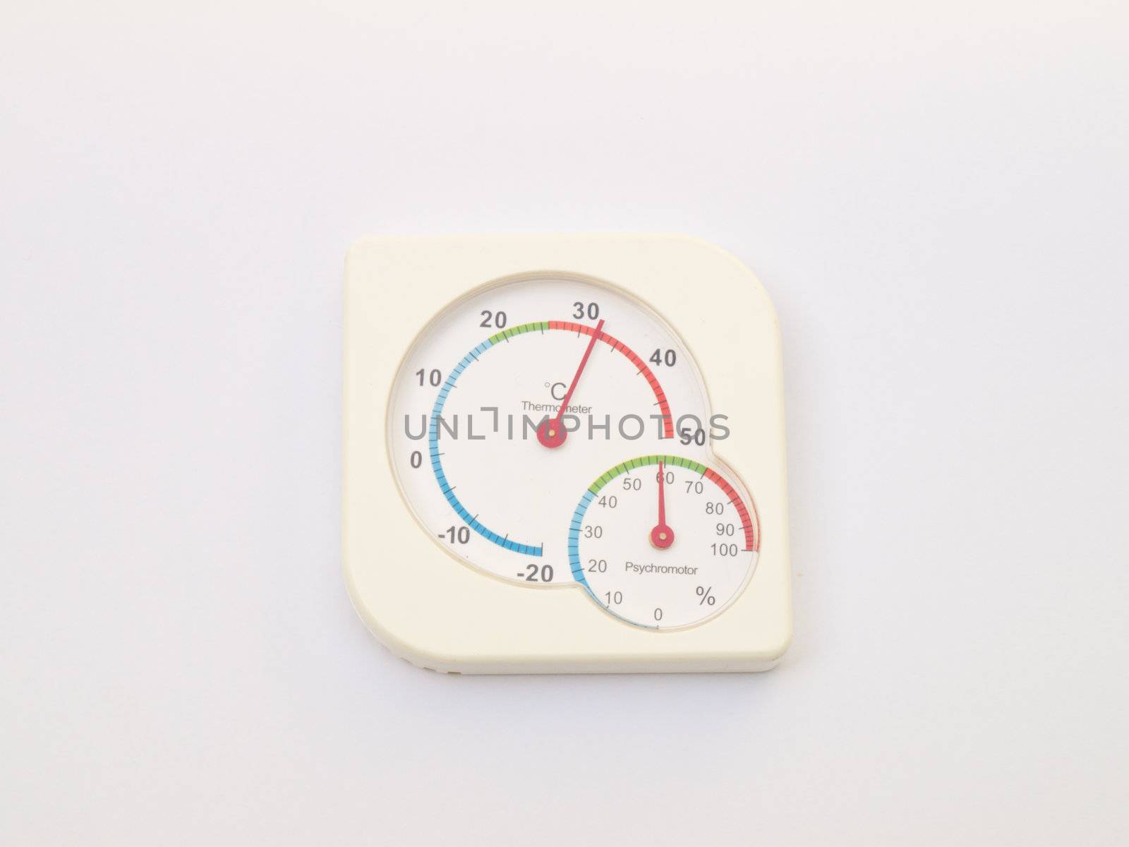 Thermometer and Psychoromoter isolated on white background