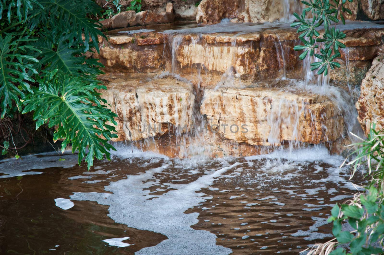 Great and beautiful waterfall in Haifa. Israel .