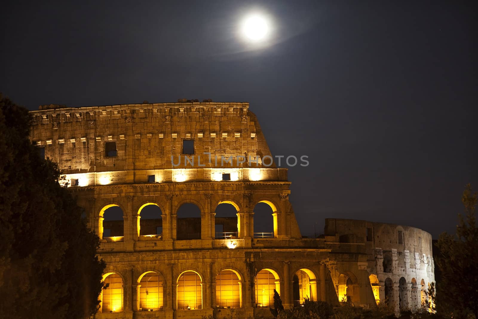 Colosseum Moon Stars Rome Italy by bill_perry
