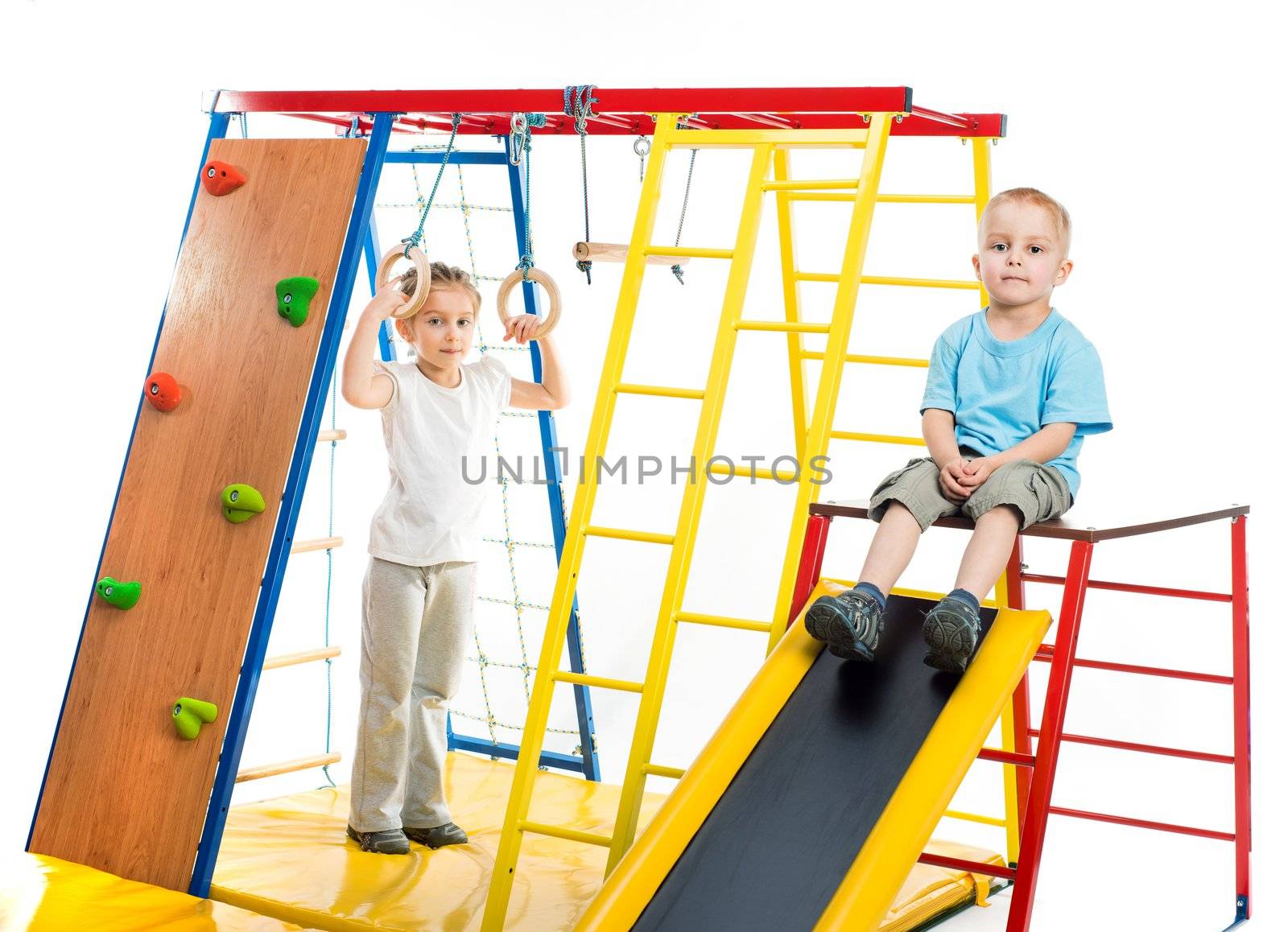 playground and kids on a white background